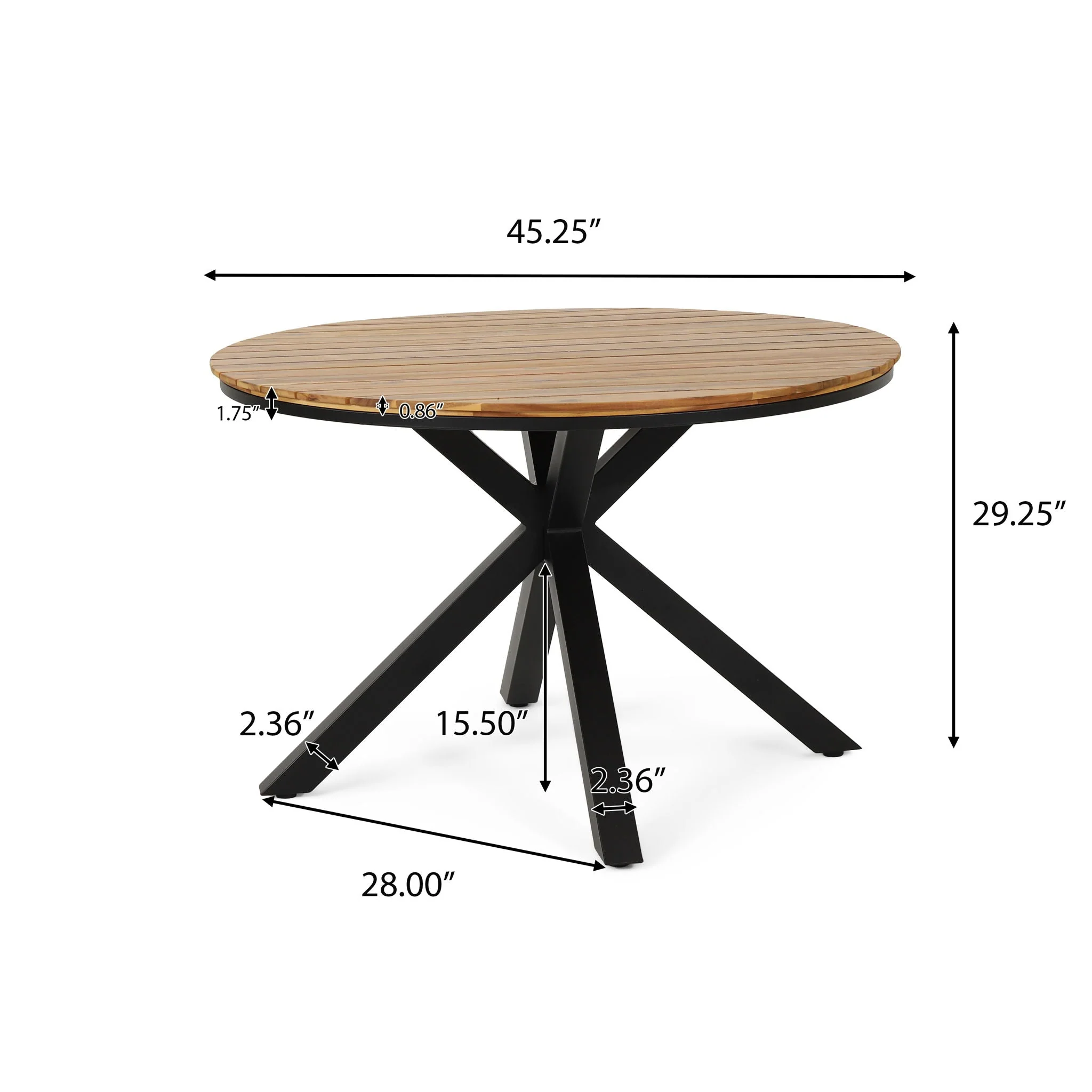 Outdoor Dining Table - Teak / Black - Image 3