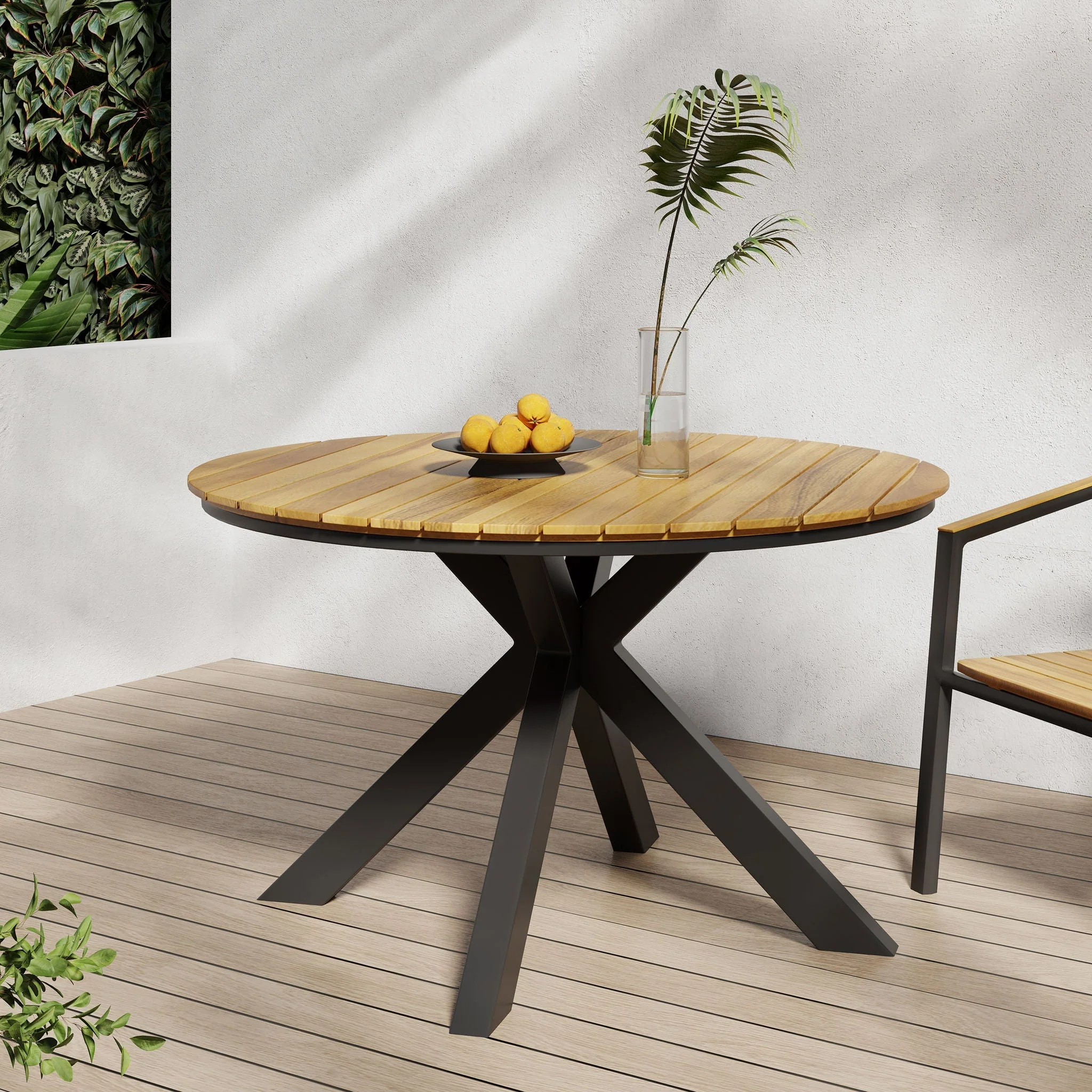 Outdoor Dining Table - Teak / Black - Image 4