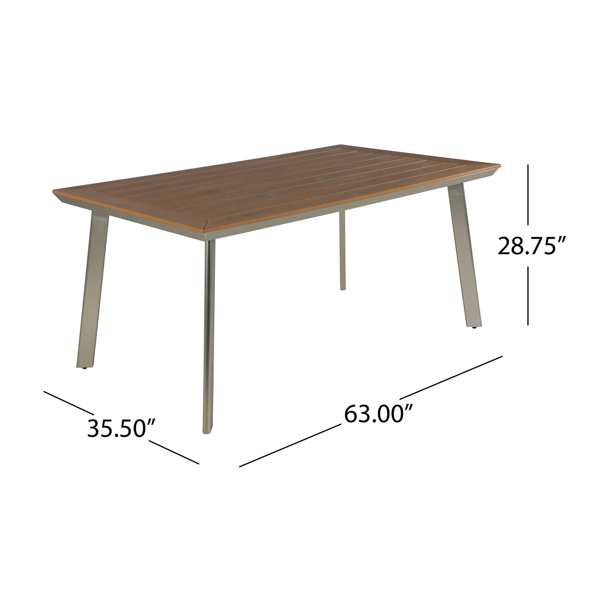Outdoor Dining Table With Eucalyptus Wood Topped - Silver - Image 2