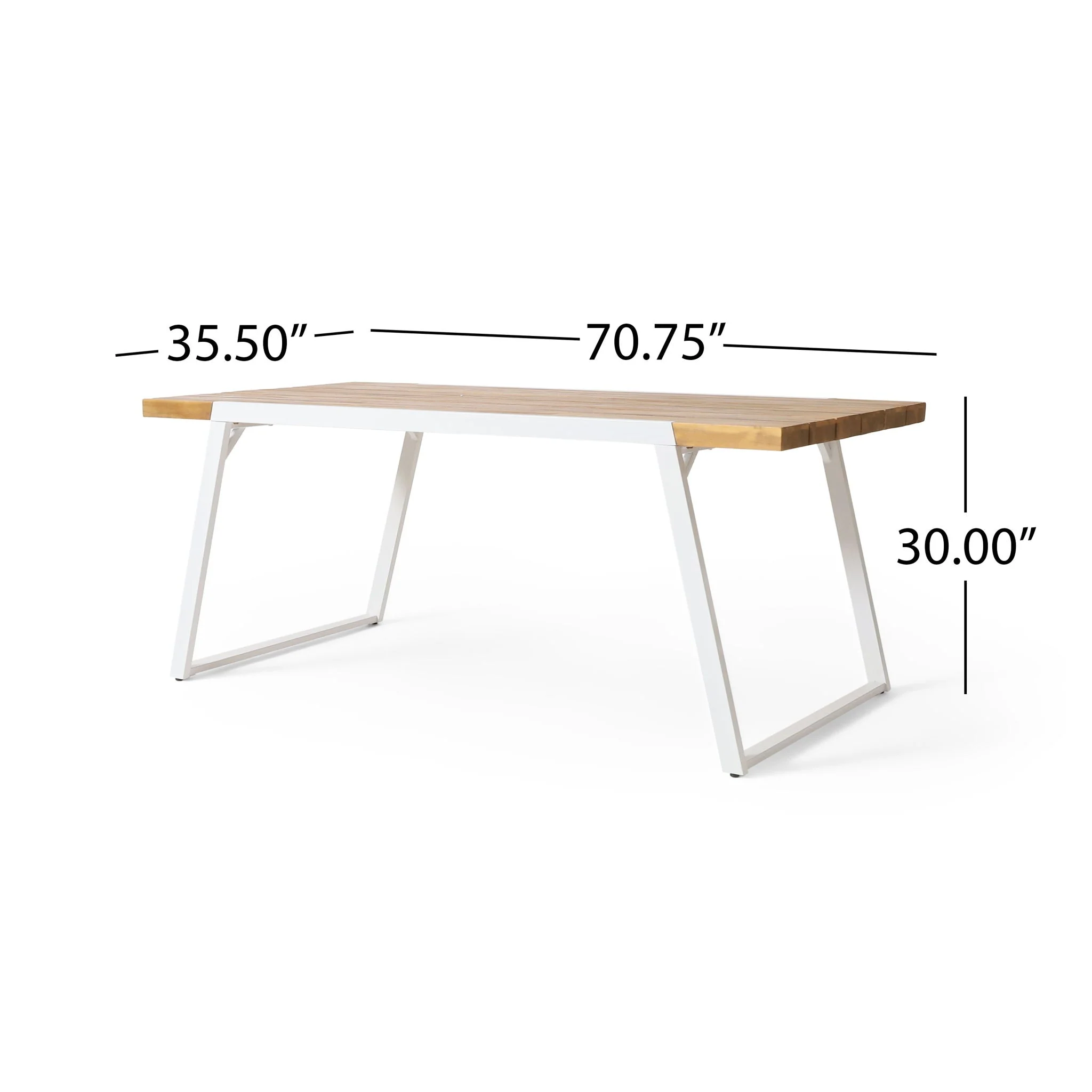 Outdoor Dining Table With Slat Top - Teak / White - Image 2