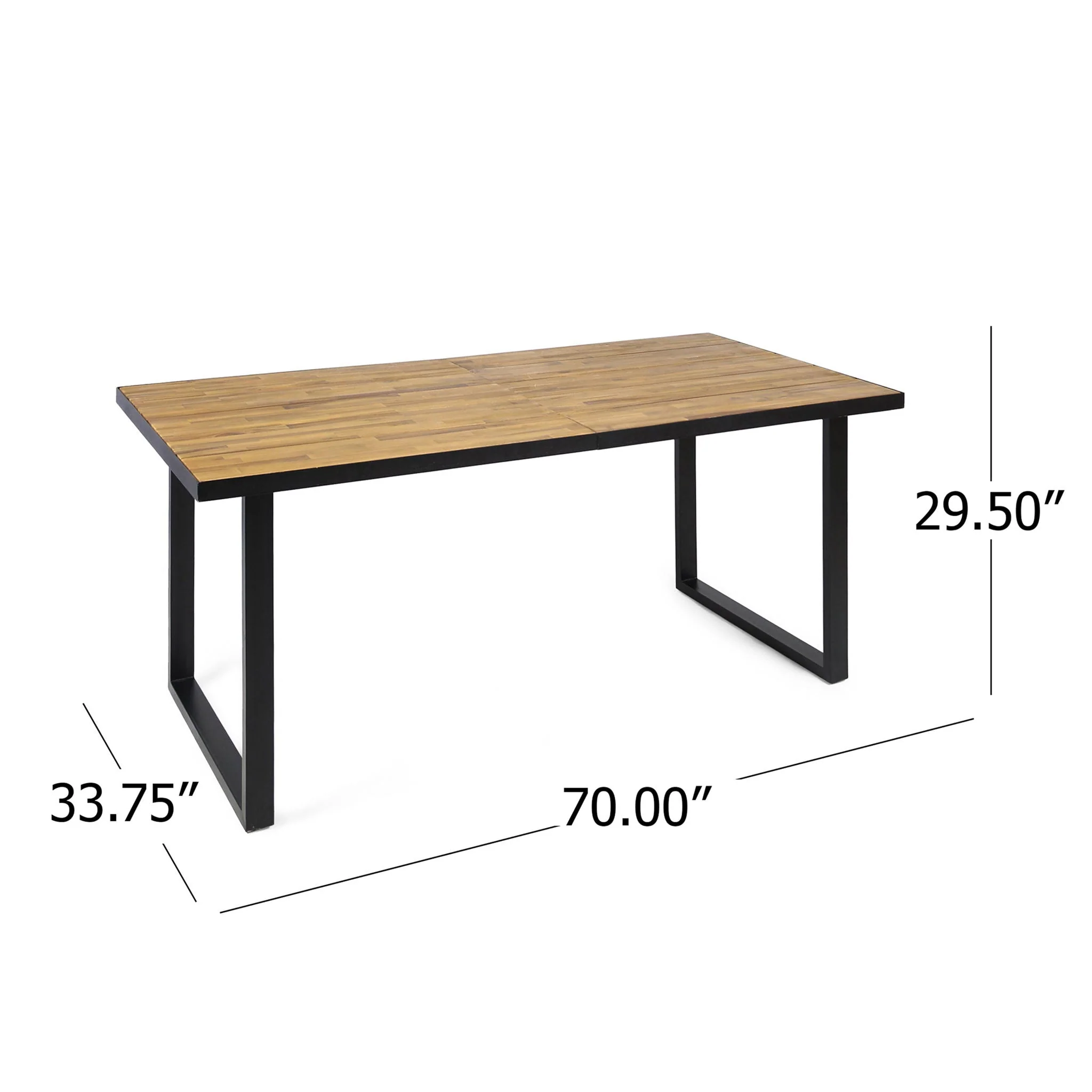 Outdoor Dining Table With U Shape Legs And Slat Top Table - Teak - Image 3
