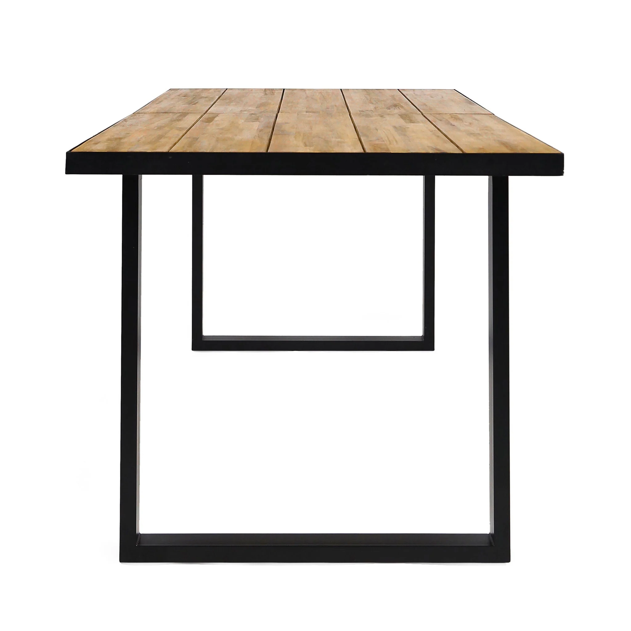 Outdoor Dining Table With U Shape Legs And Slat Top Table - Teak - Image 4