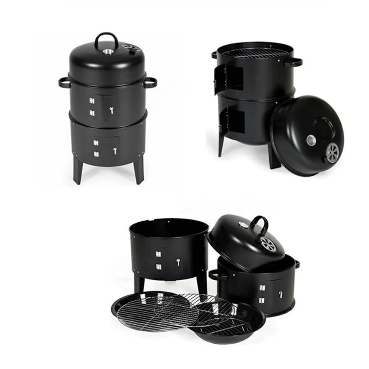Outdoor Double-Layer Grill Charcoal Wood Fired Braising and Smoking Stove - Image 4