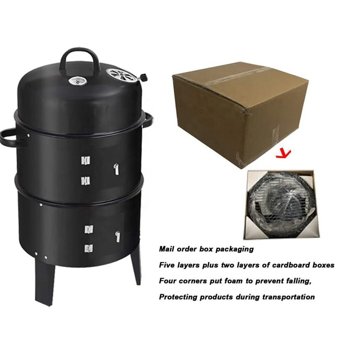 Outdoor Double-Layer Grill Charcoal Wood Fired Braising and Smoking Stove - Image 6
