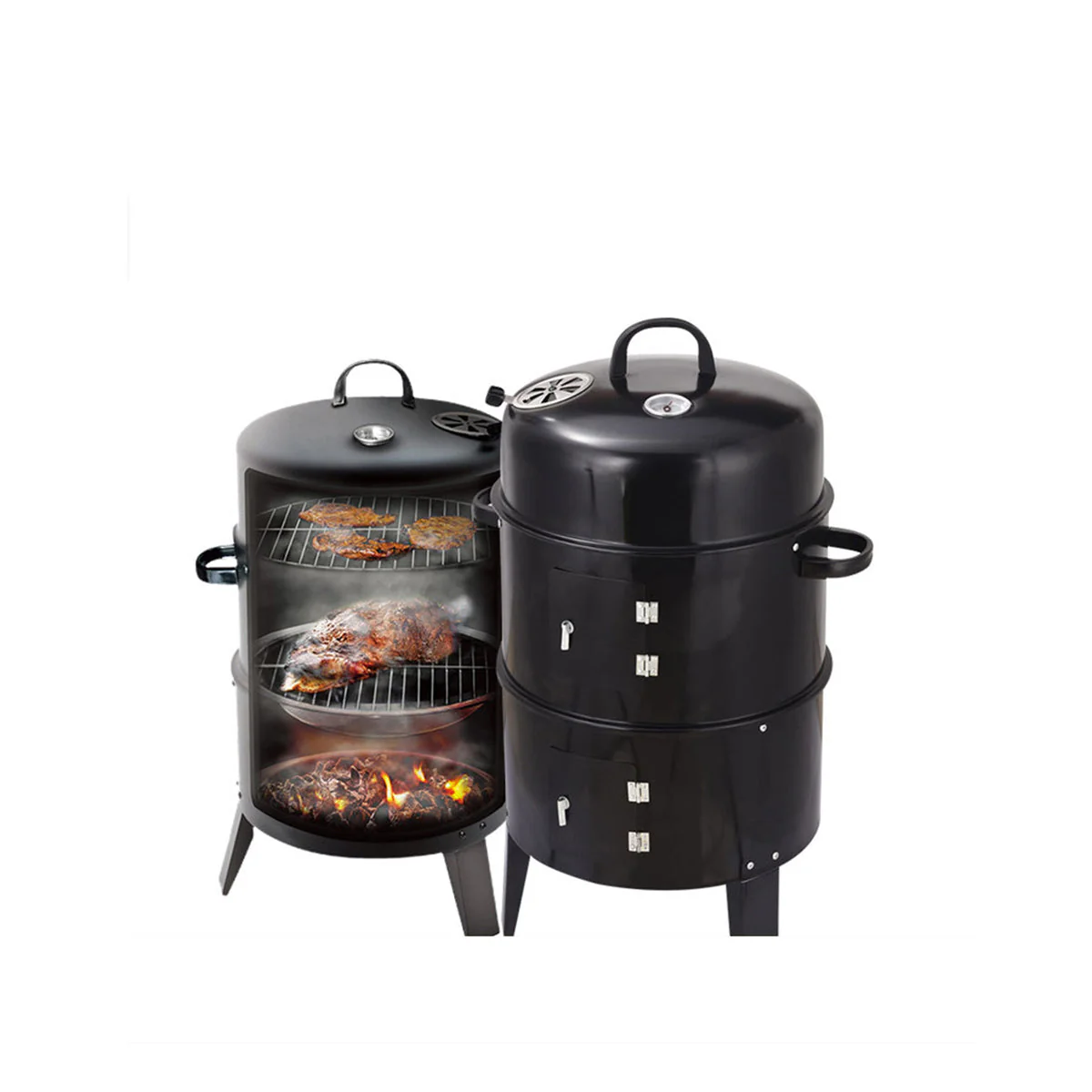 Outdoor Double-Layer Grill Charcoal Wood Fired Braising and Smoking Stove - Image 7
