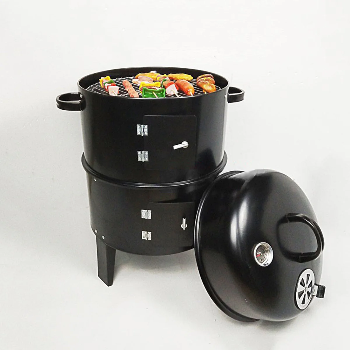 Outdoor Double-Layer Grill Charcoal Wood Fired Braising and Smoking Stove - Image 9