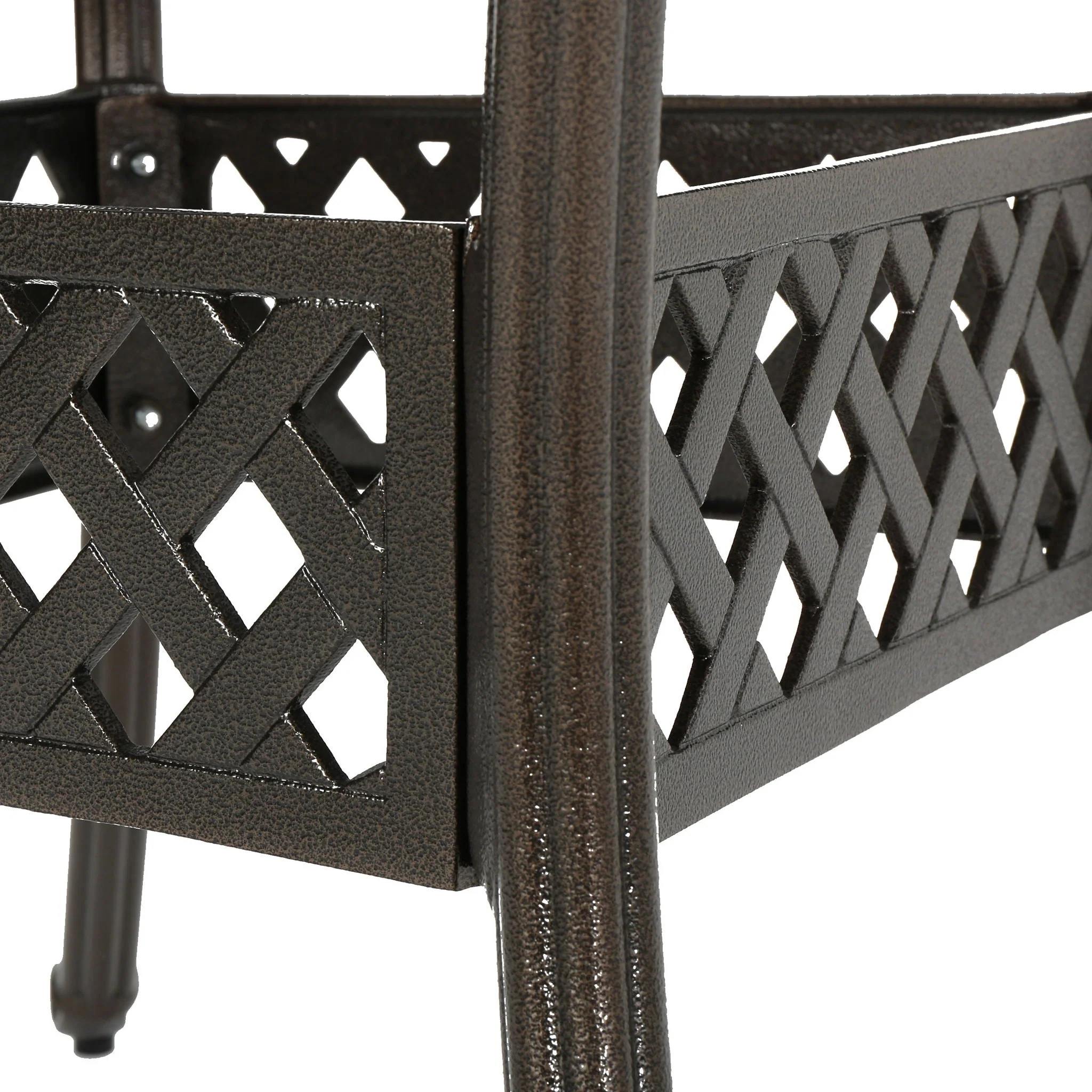 Outdoor Expandable Aluminum Dining Table With Latticework Details And Curvy Legs - Image 3