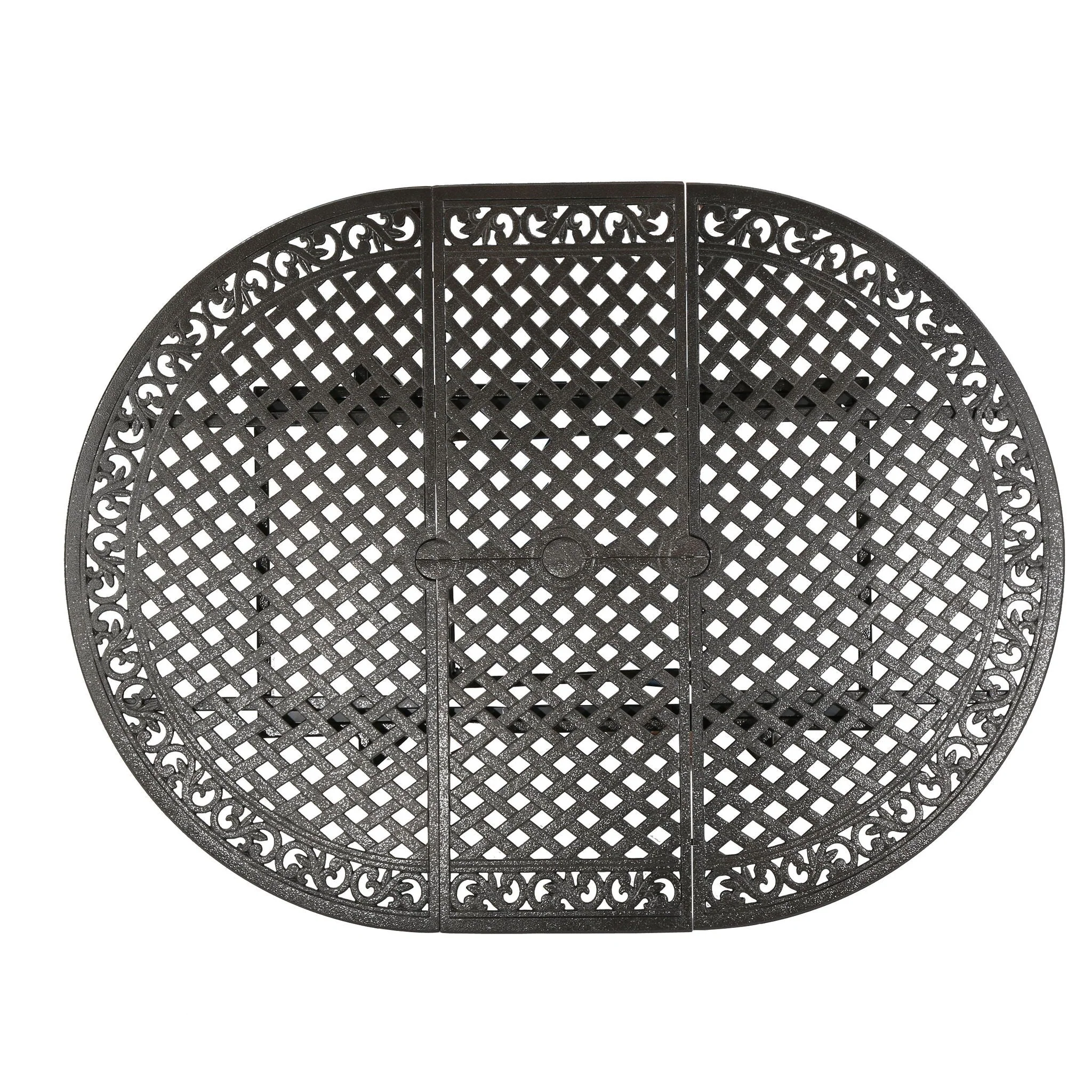 Outdoor Expandable Aluminum Dining Table With Latticework Details And Curvy Legs - Image 5