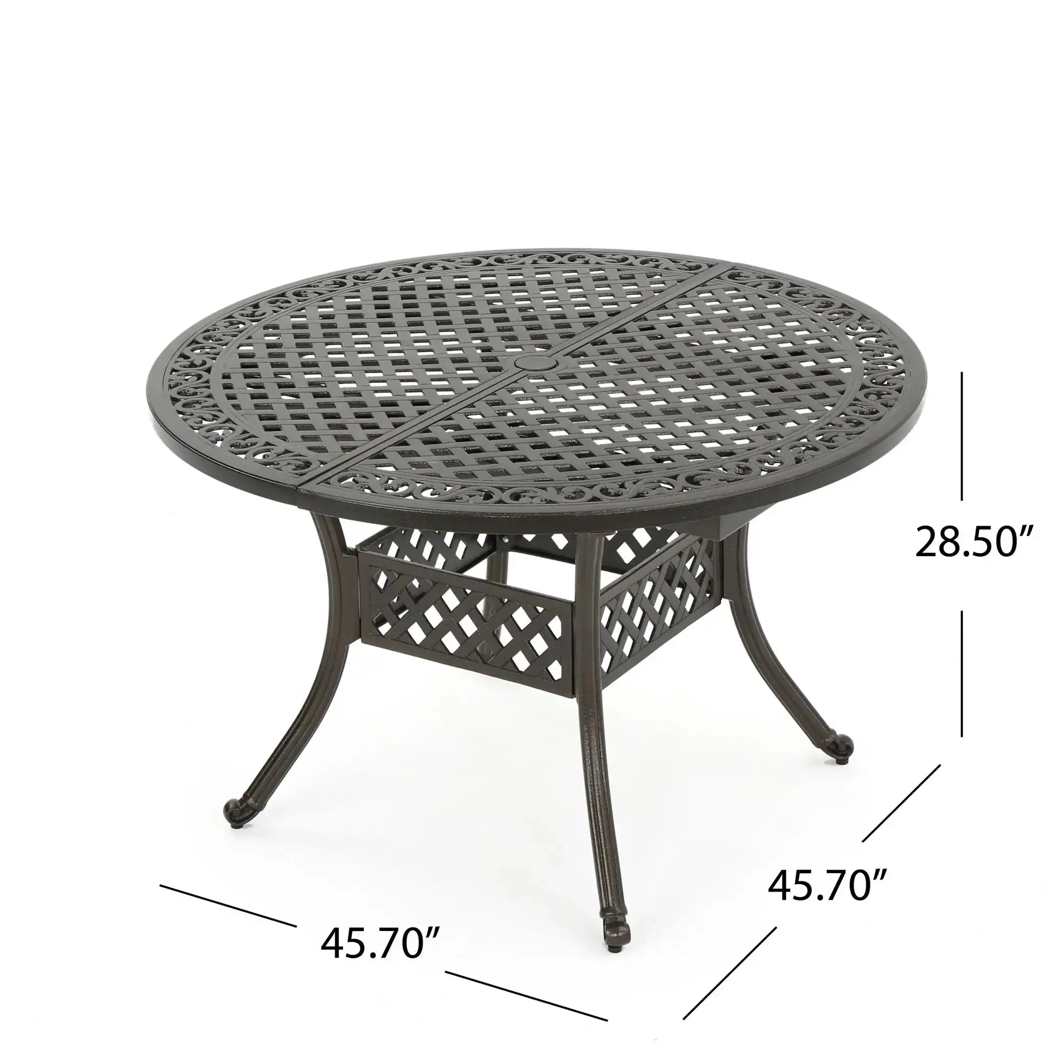 Outdoor Expandable Aluminum Dining Table With Latticework Details And Curvy Legs - Image 6
