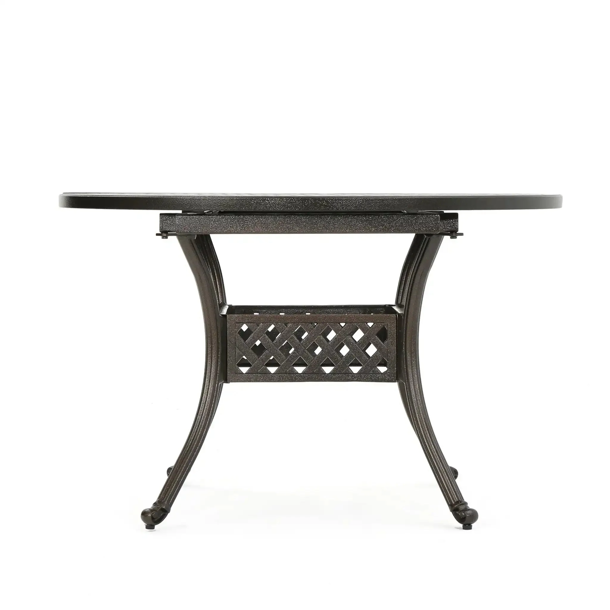 Outdoor Expandable Aluminum Dining Table With Latticework Details And Curvy Legs - Image 8