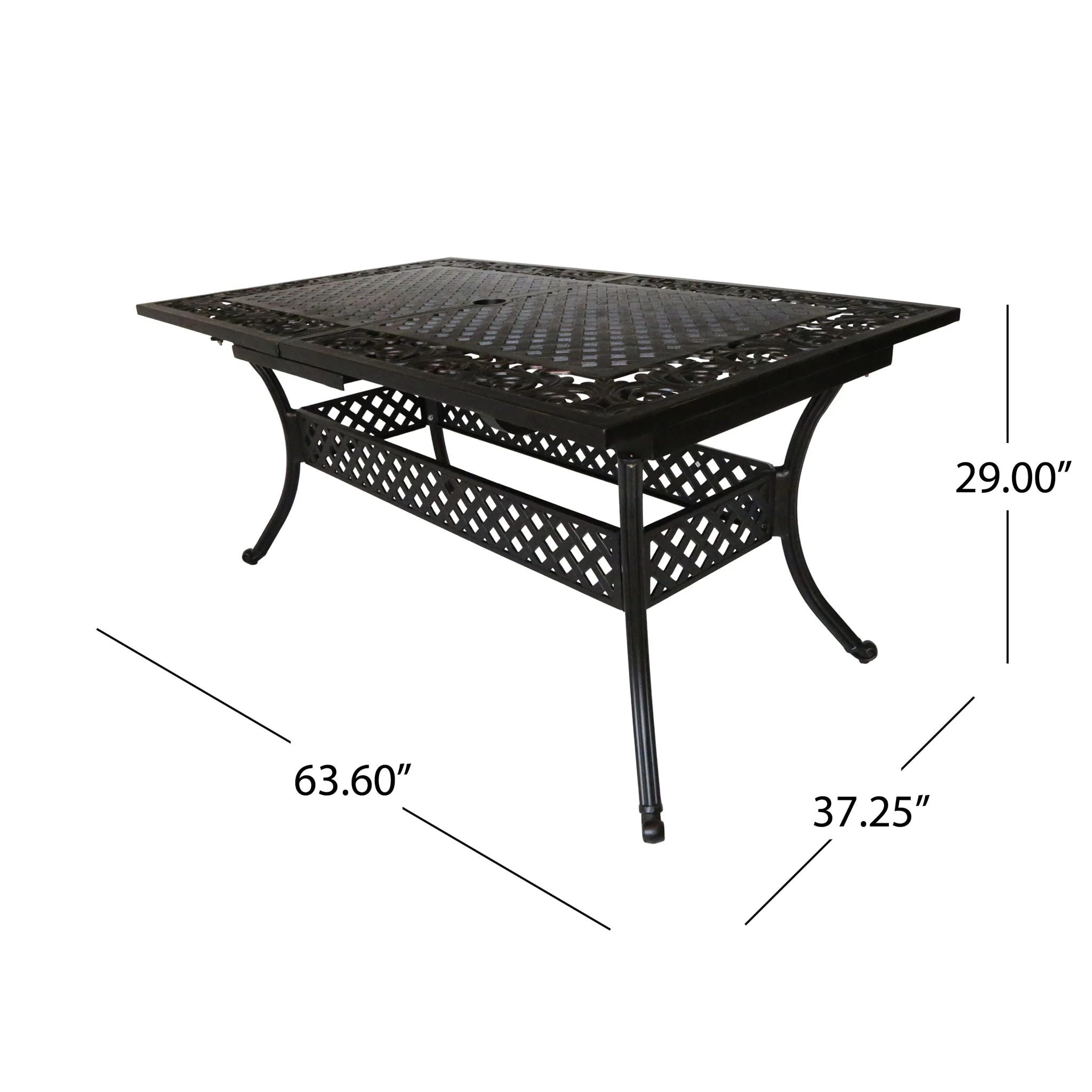 Outdoor Extendable Aluminum Dining Table With Pattern Table Top And Curved Legs - Copper - Image 3