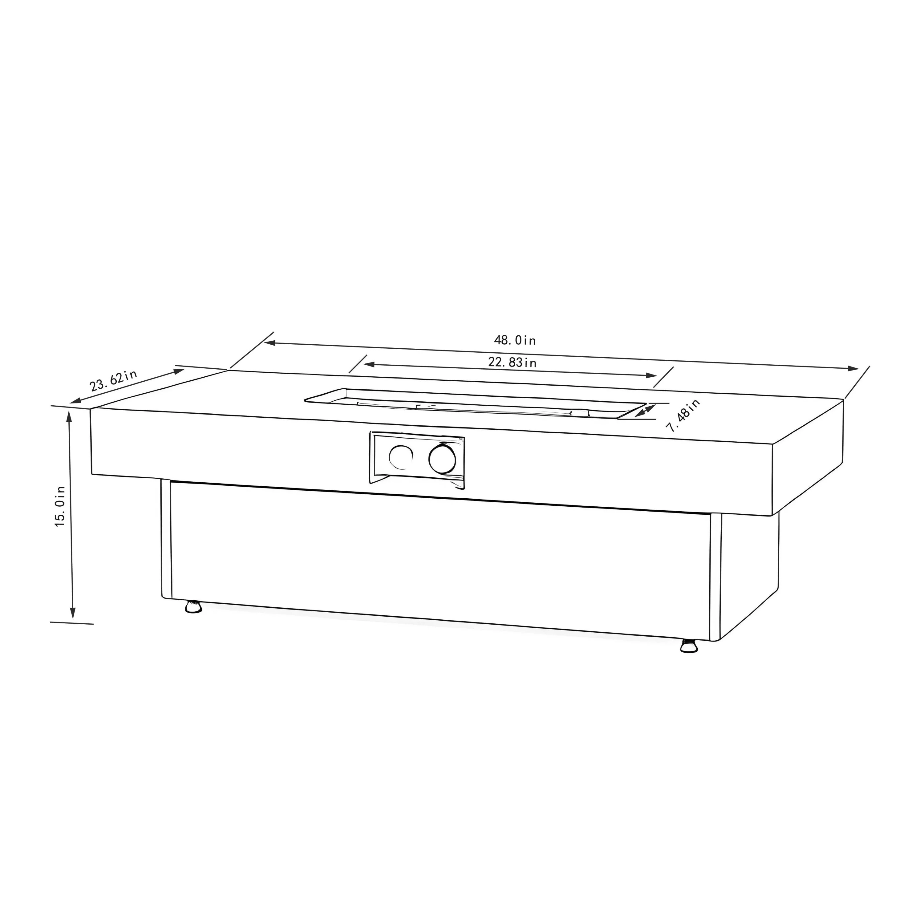 Outdoor Firepit Table 48 x 24 Inch Rectangle Fire Pit Table - Image 11