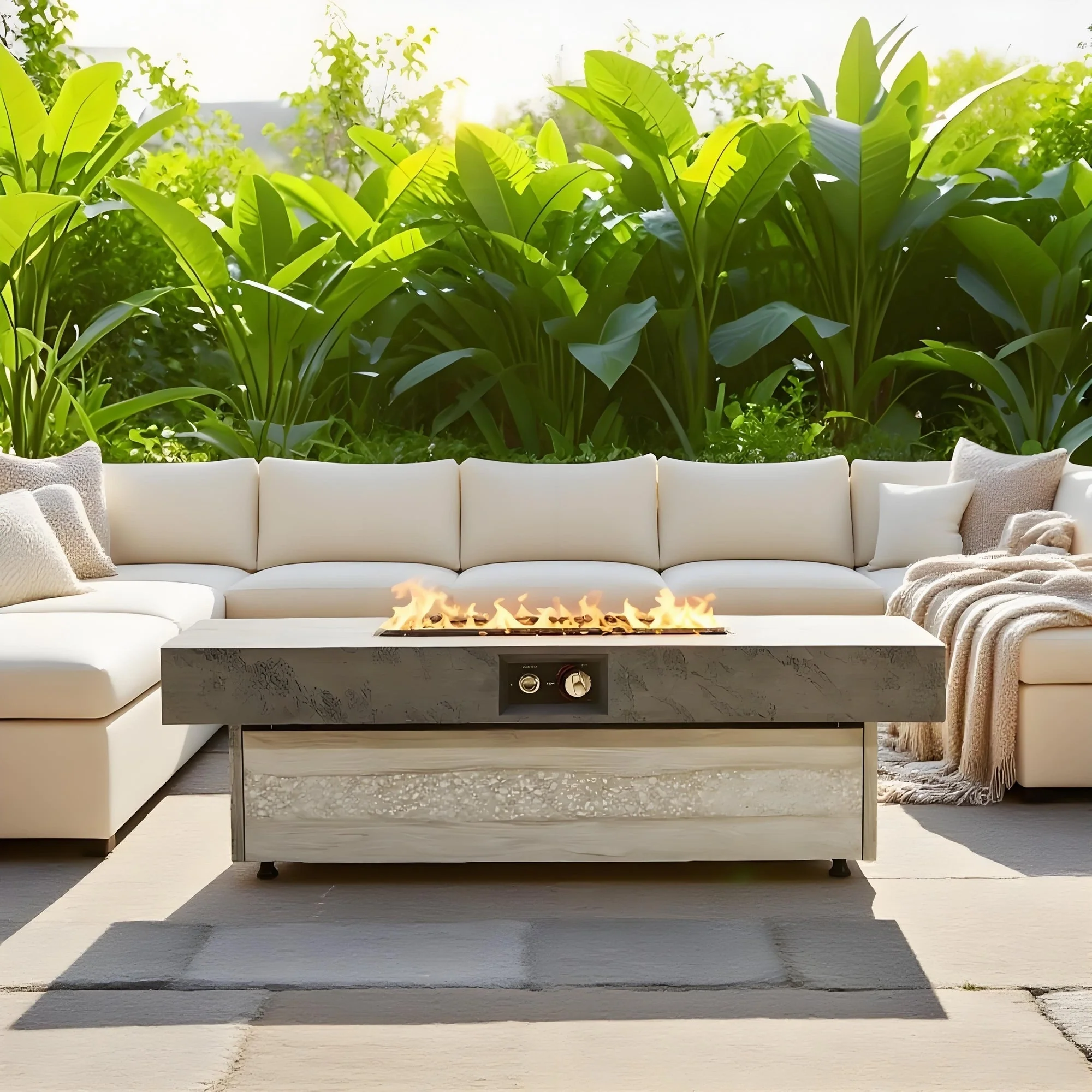 Outdoor Firepit Table 48 x 24 Inch Rectangle Fire Pit Table - Image 2