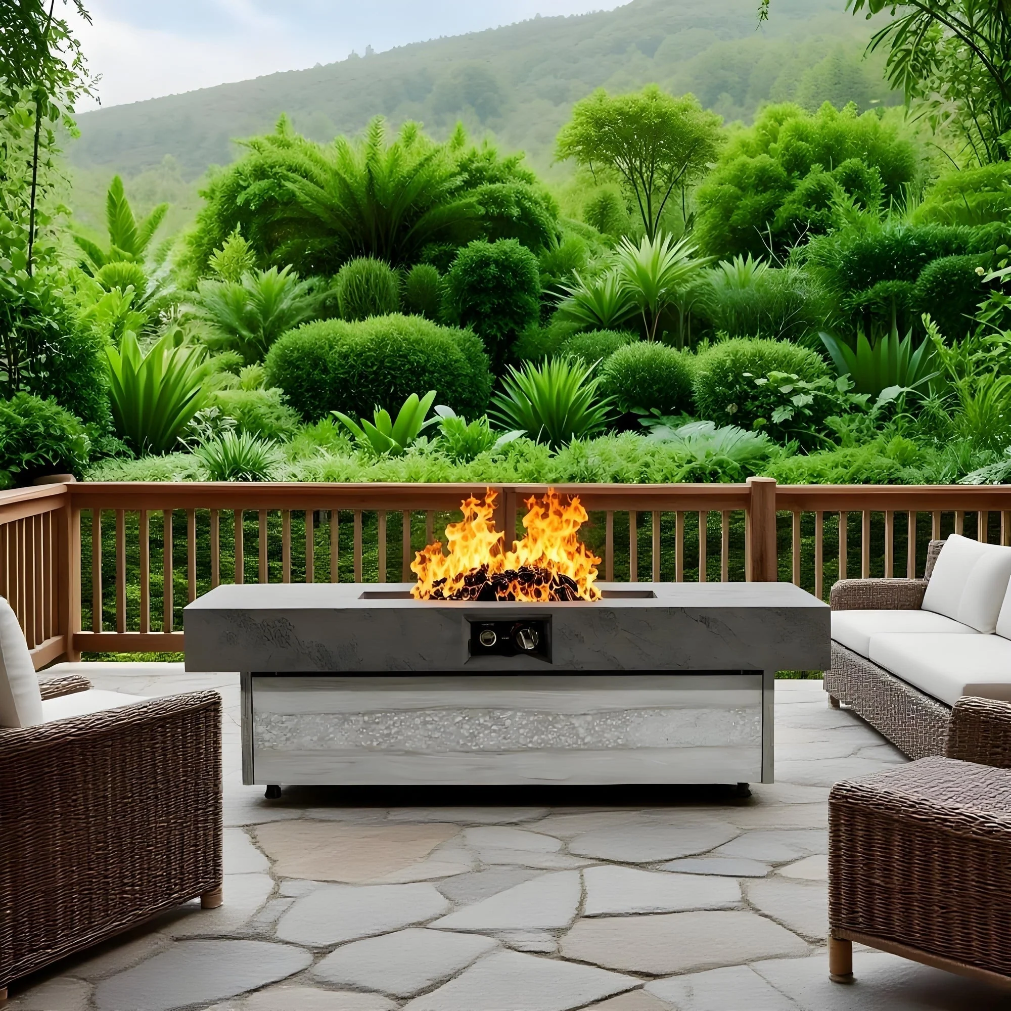 Outdoor Firepit Table 48 x 24 Inch Rectangle Fire Pit Table - Image 3