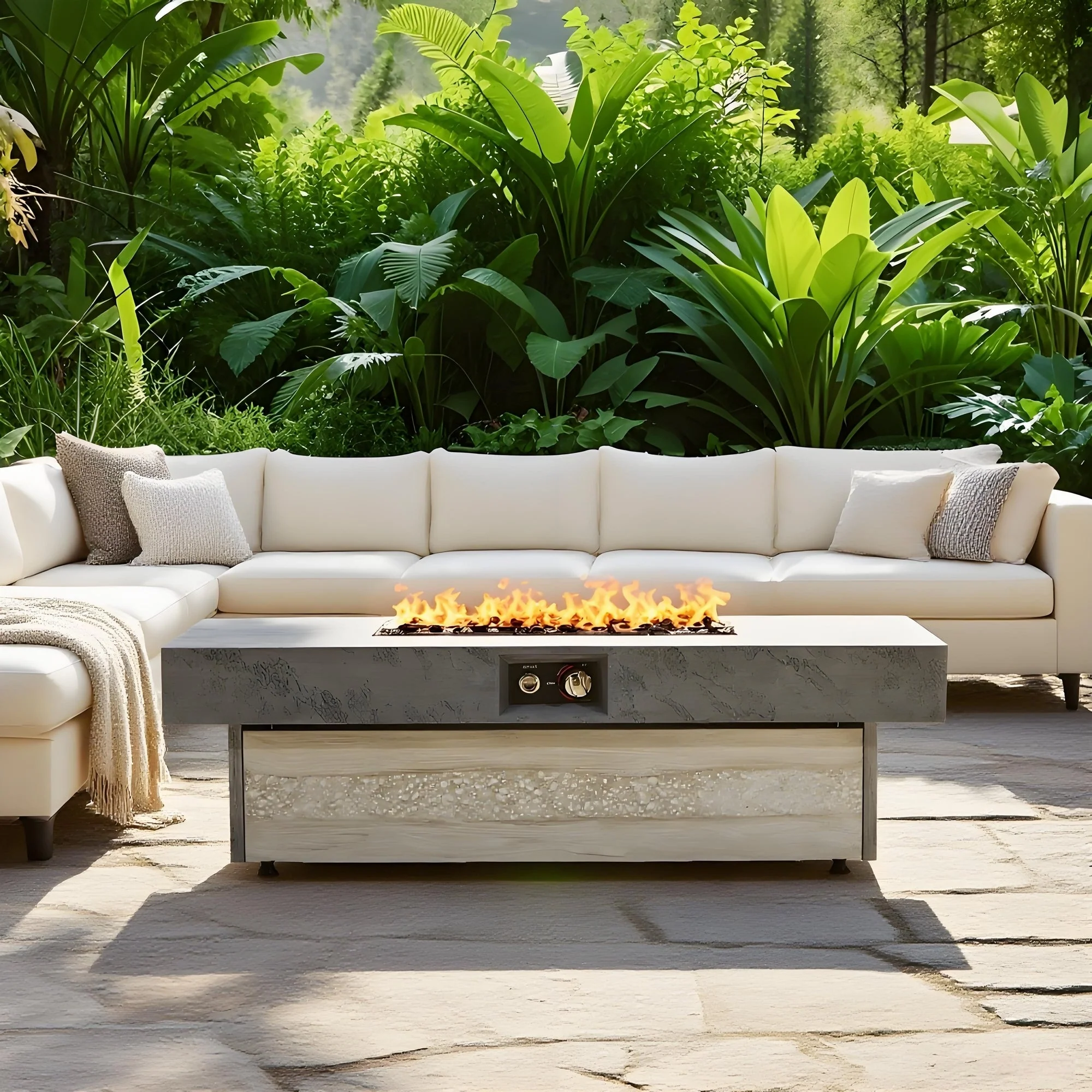 Outdoor Firepit Table 48 x 24 Inch Rectangle Fire Pit Table - Image 5