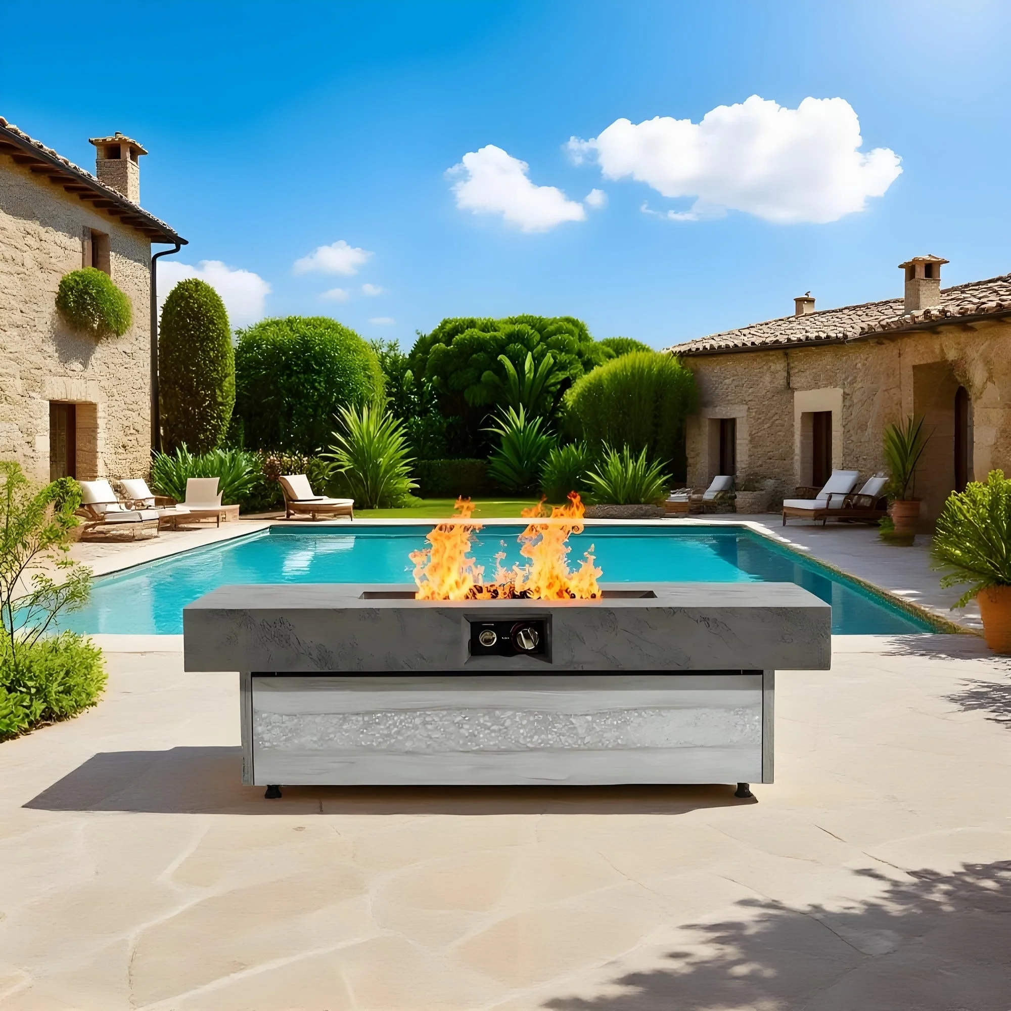 Outdoor Firepit Table 48 x 24 Inch Rectangle Fire Pit Table - Image 9