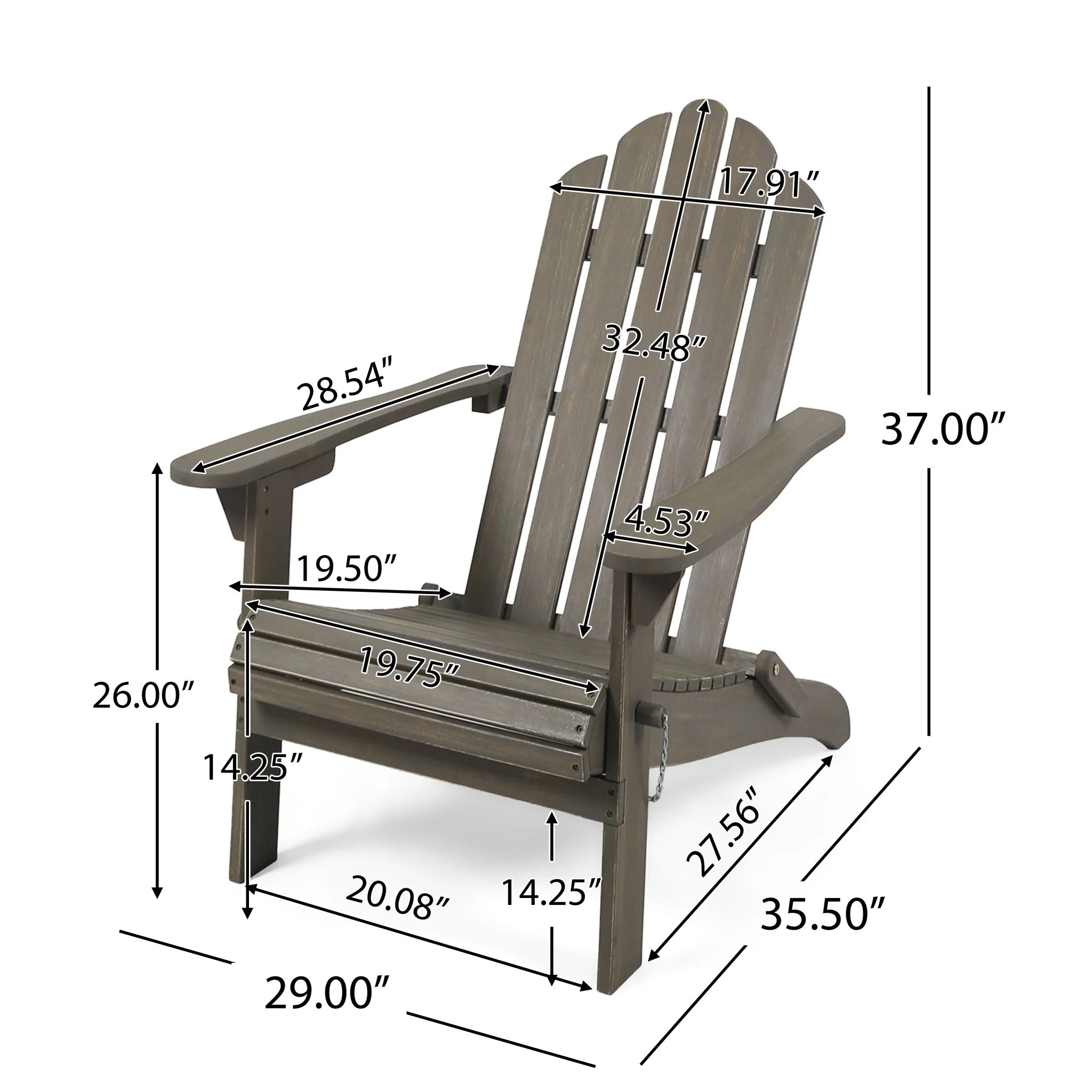 Outdoor Foldable Adirondack Chair With Hand Crafted Details - Gray - Image 2