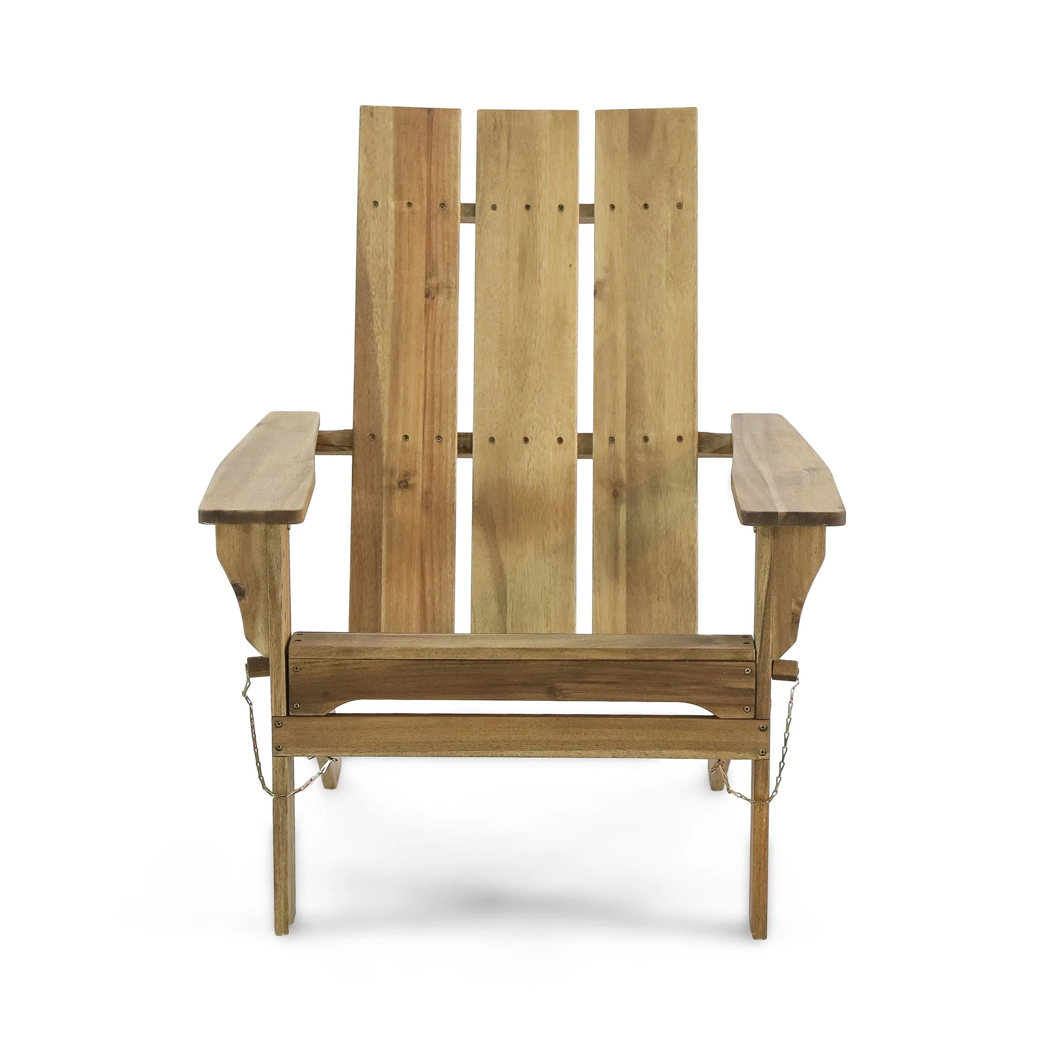 Outdoor Foldable Adirondack Chair With Slat Back - Natural - Image 2