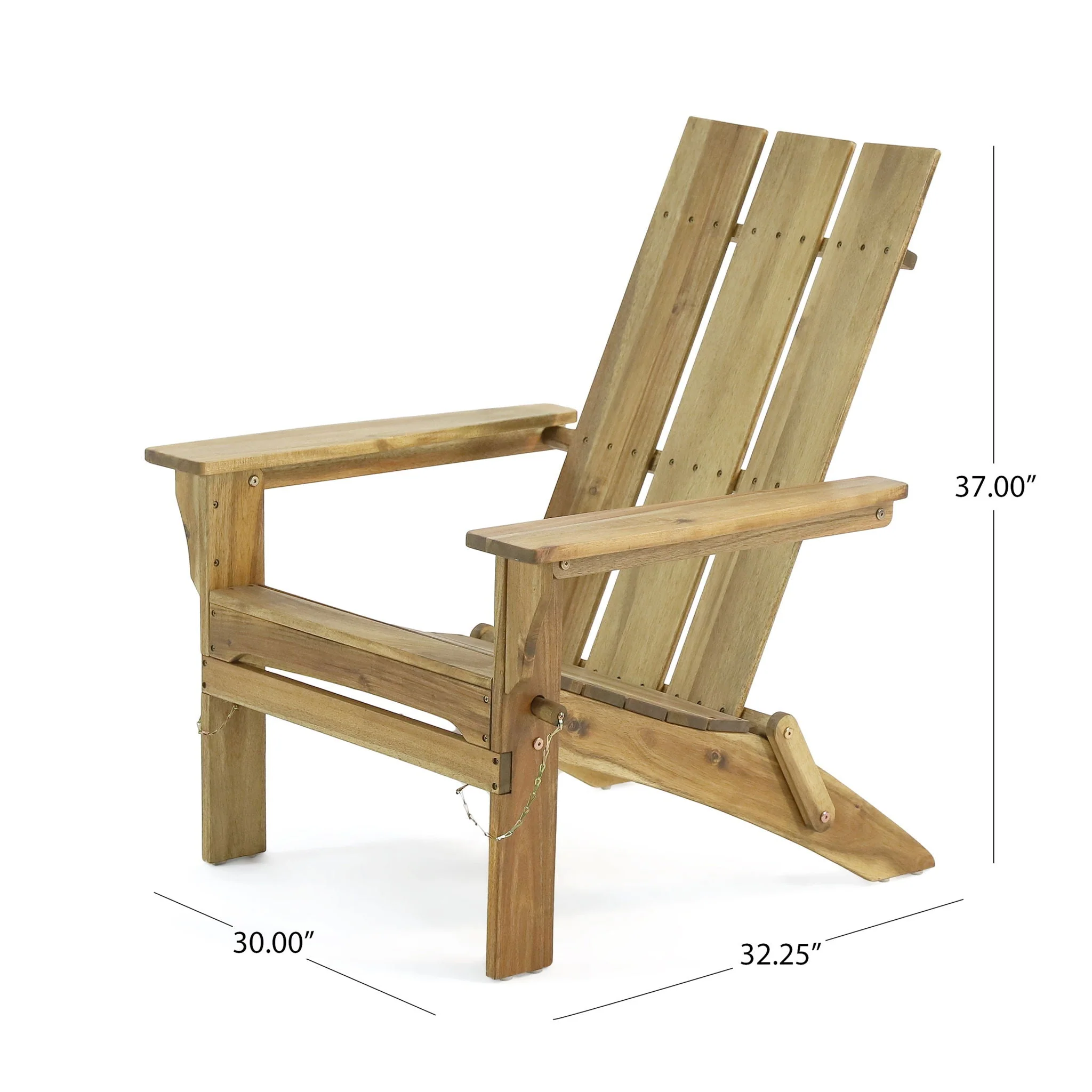 Outdoor Foldable Adirondack Chair With Slat Back - Natural - Image 4