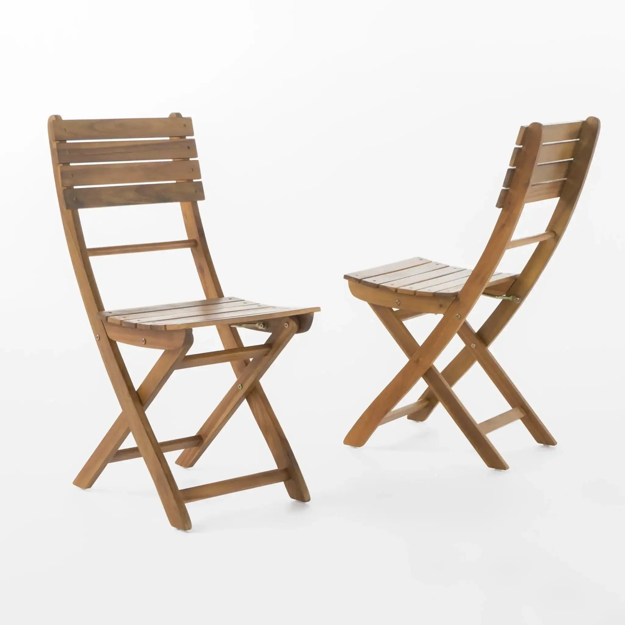 Outdoor Foldable Wood Dining Chair With Slat Design (Set of 2) - Image 3