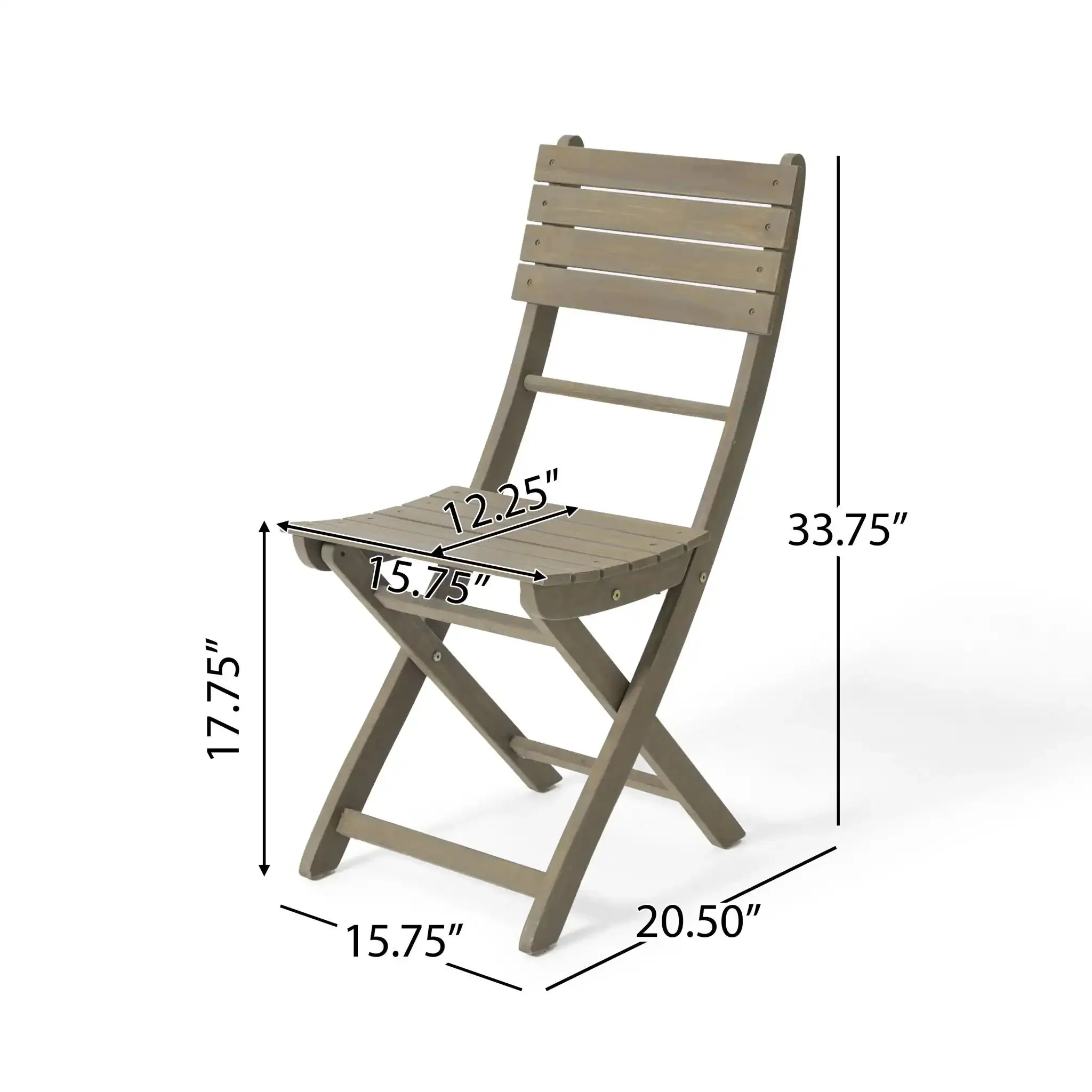 Outdoor Foldable Wood Dining Chair With Slat Design (Set of 2) - Image 8