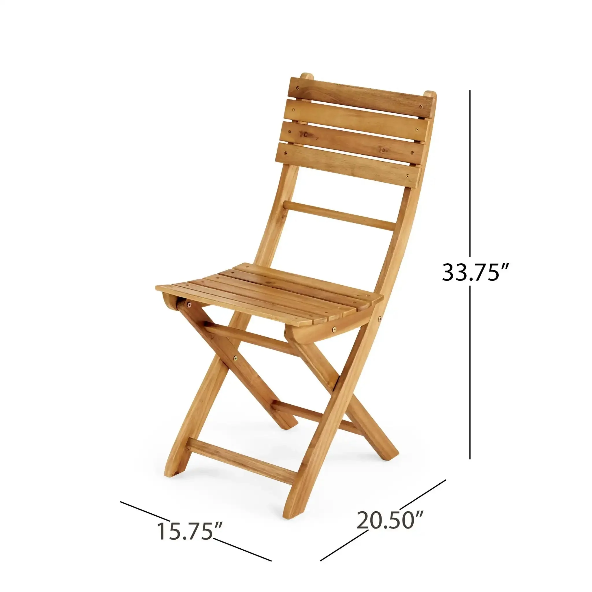 Outdoor Foldable Wood Dining Chair With Slat Design (Set of 2) - Image 9
