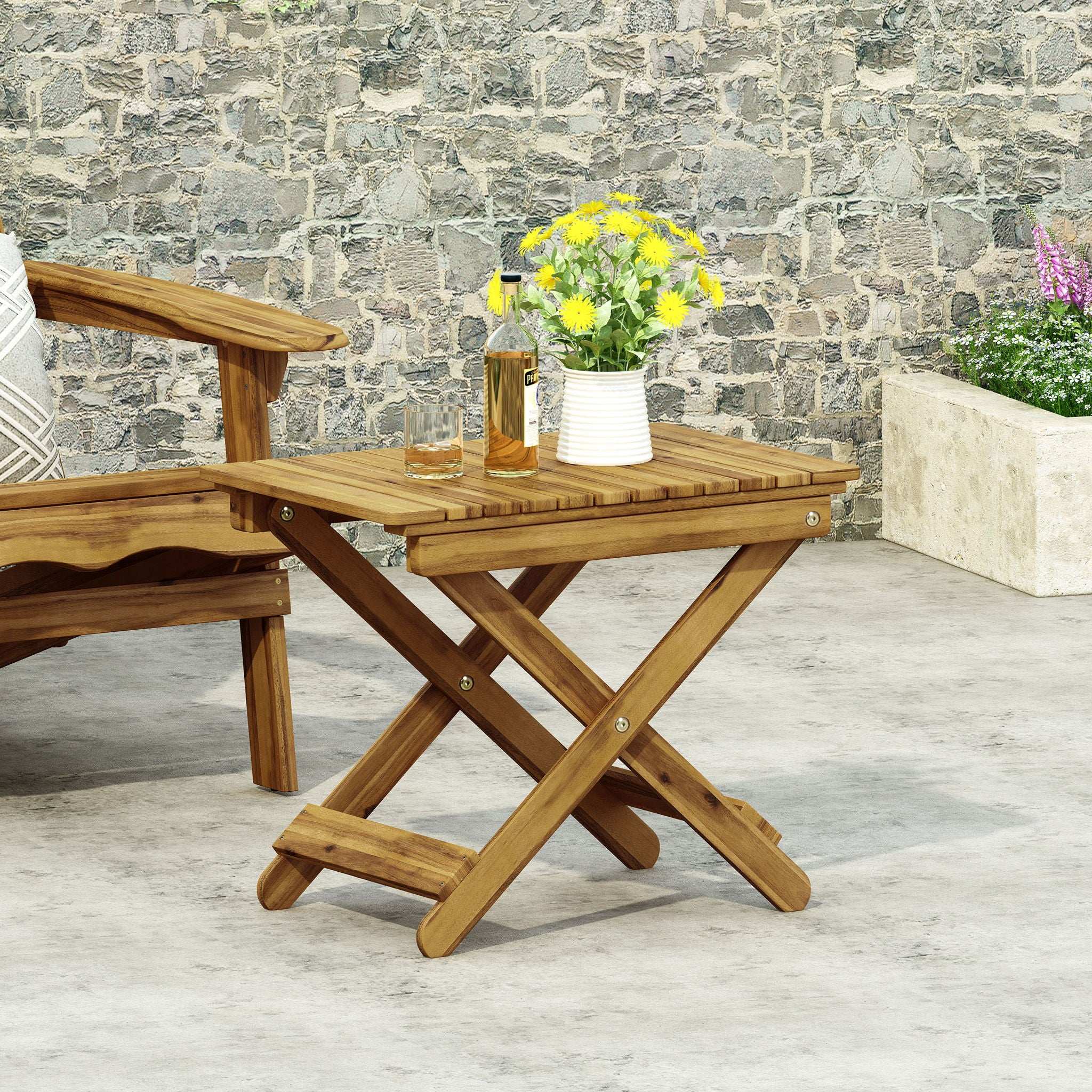 Outdoor Folding Wooden Side Table - Image 2