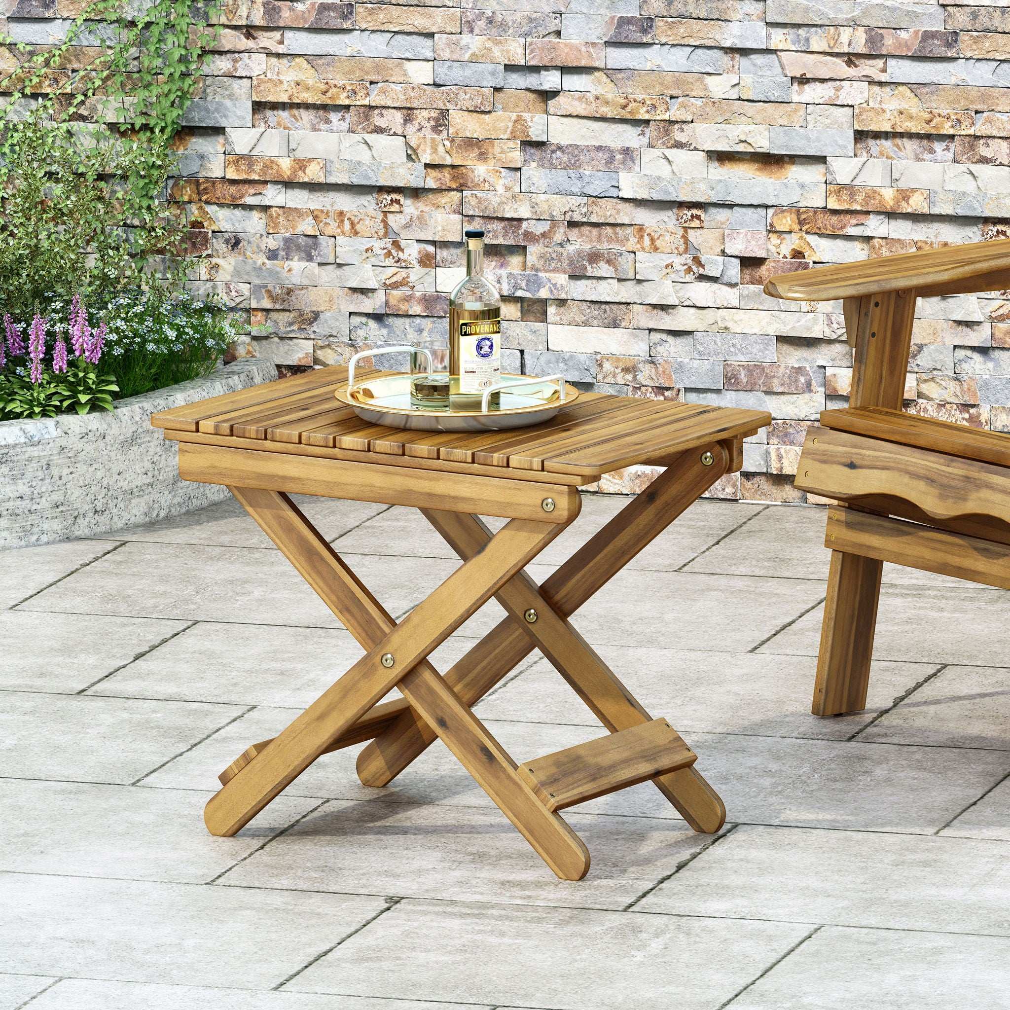 Outdoor Folding Wooden Side Table - Image 4