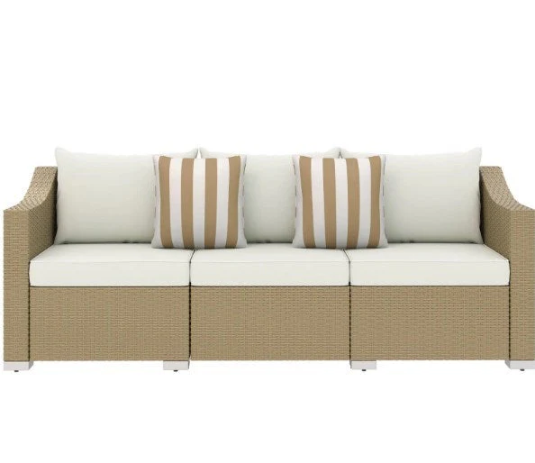 Outdoor Furniture Rattan Sofa with Cushions and Throw Pillows - Image 2