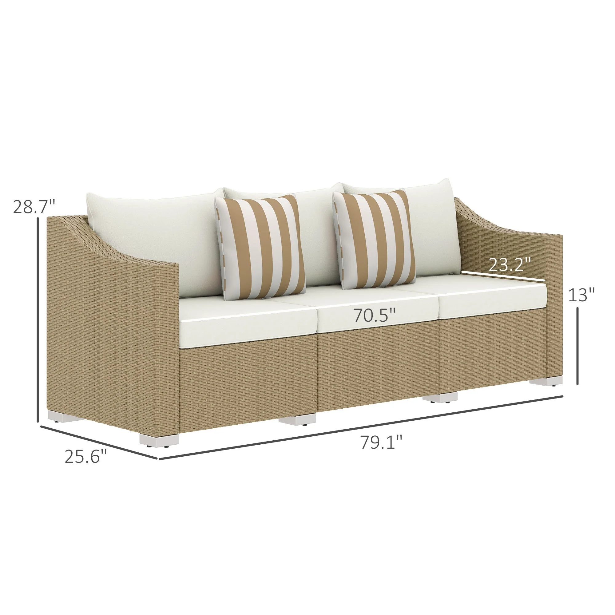 Outdoor Furniture Rattan Sofa with Cushions and Throw Pillows - Image 3