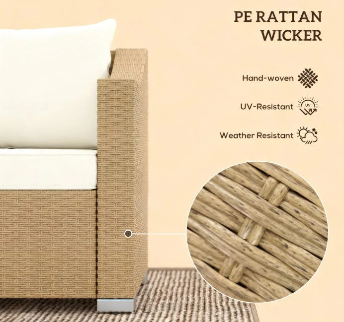 Outdoor Furniture Rattan Sofa with Cushions and Throw Pillows - Image 5