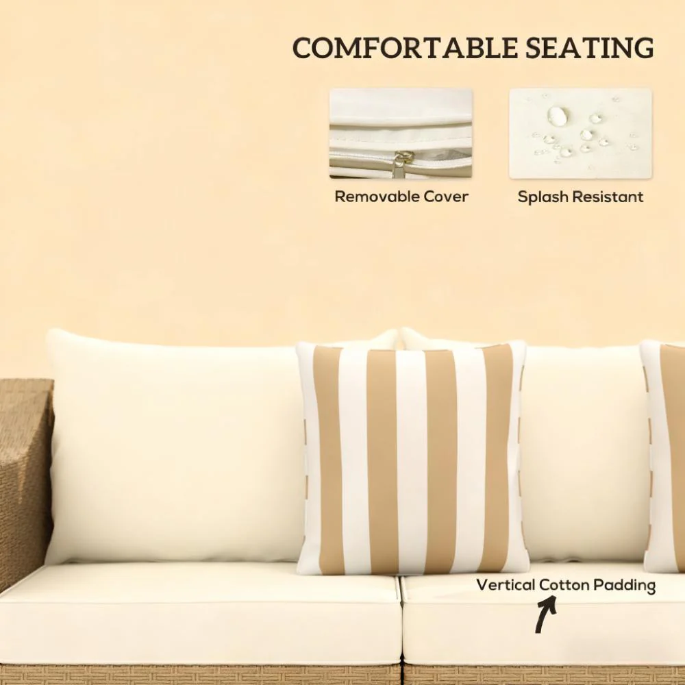 Outdoor Furniture Rattan Sofa with Cushions and Throw Pillows - Image 6