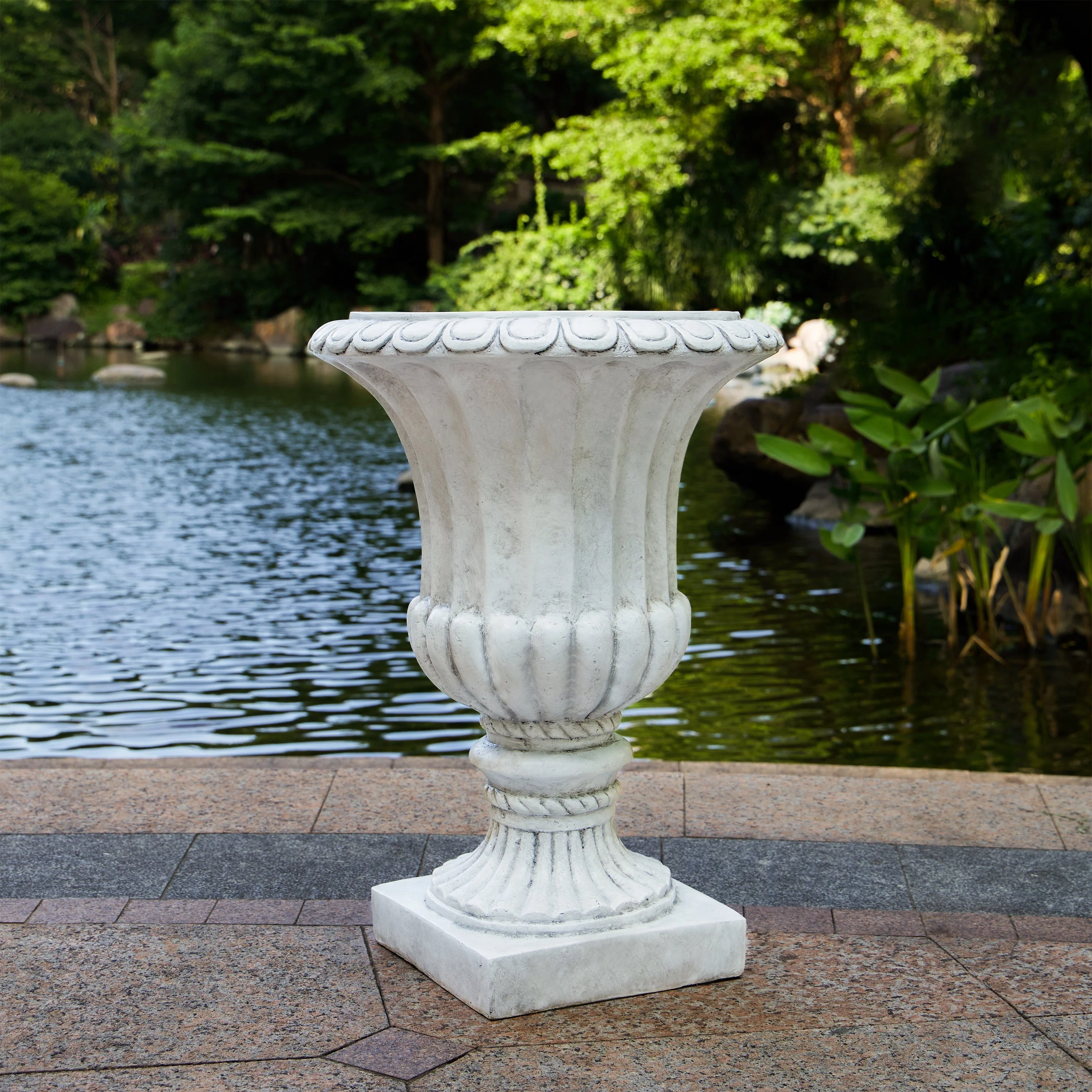 Outdoor Garden Urn Planter, Antique White - Image 2