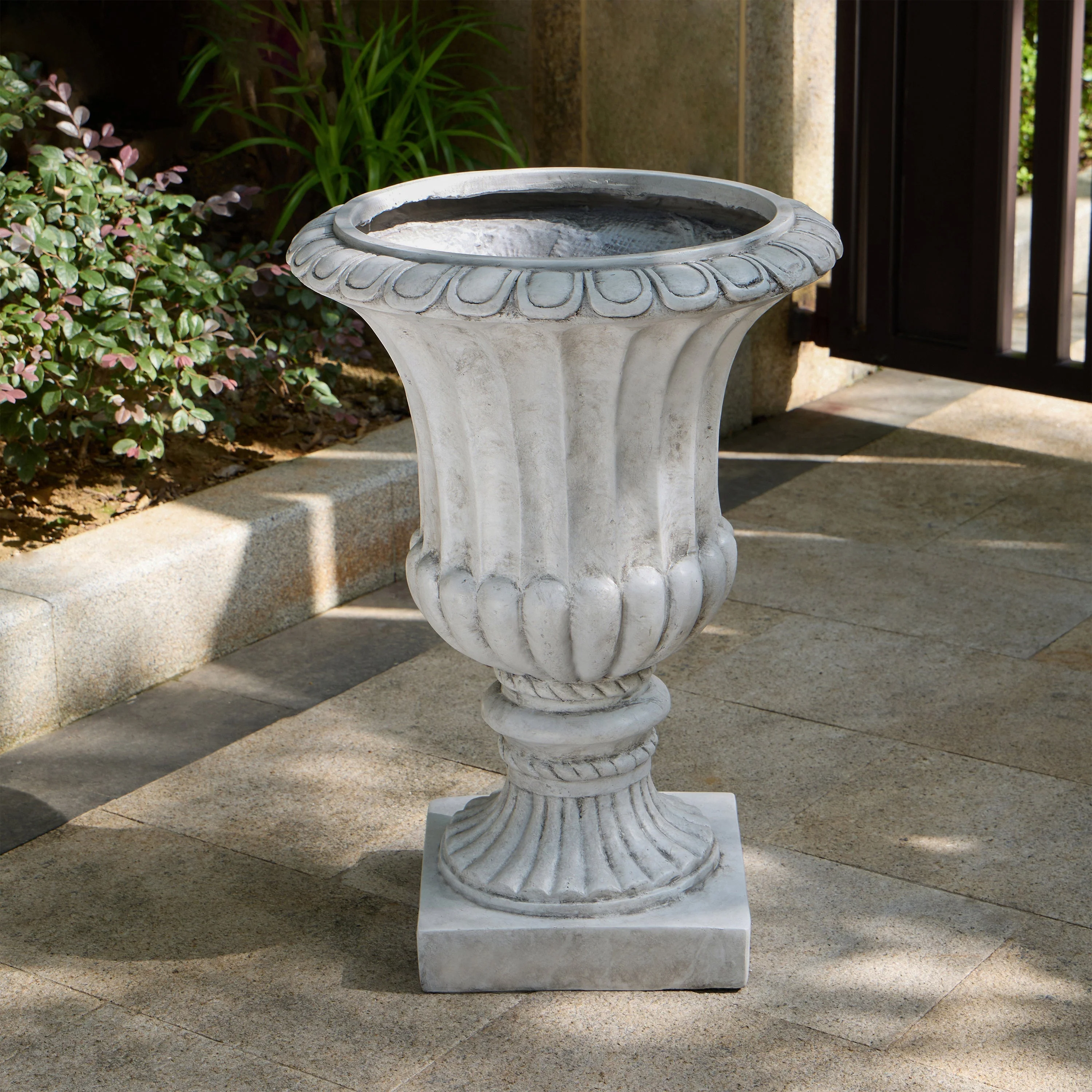 Outdoor Garden Urn Planter, Antique White - Image 9
