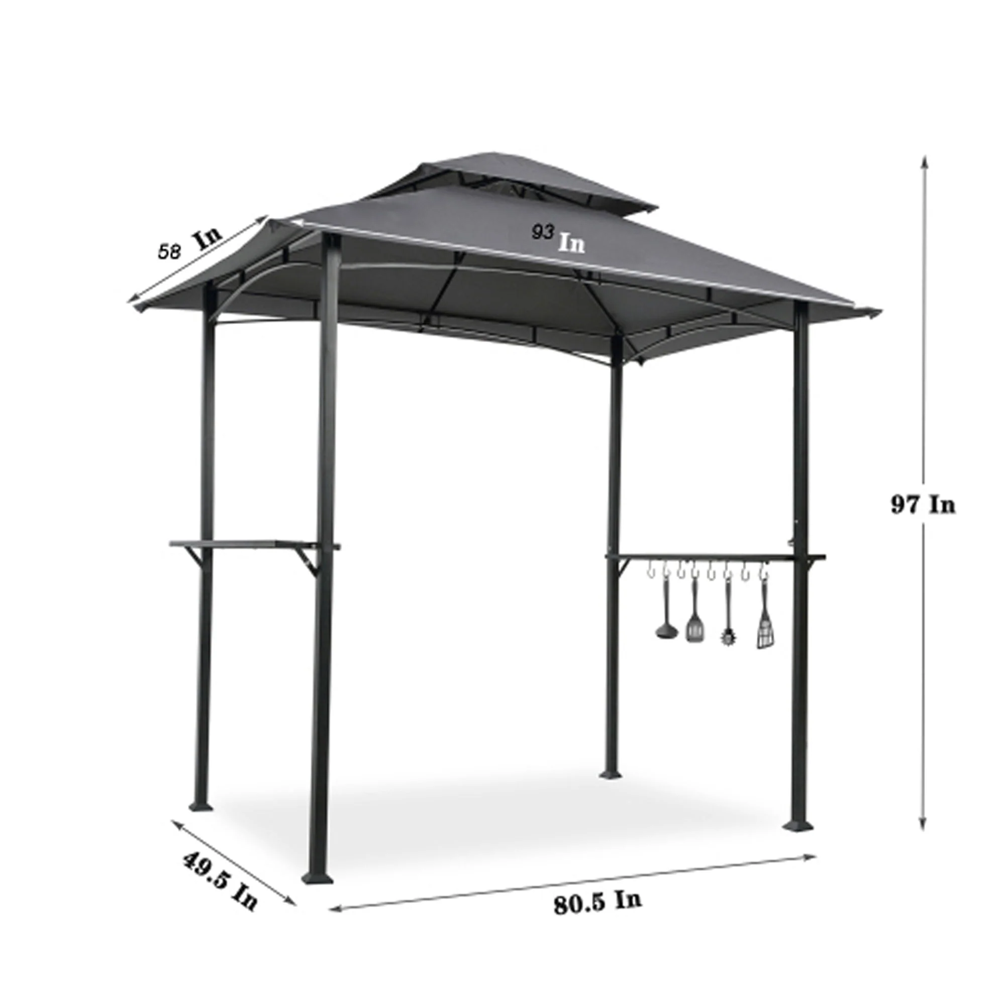 Outdoor Grill Gazebo 8 x 5 ft with Double-Tier Soft Top Canopy - Image 3