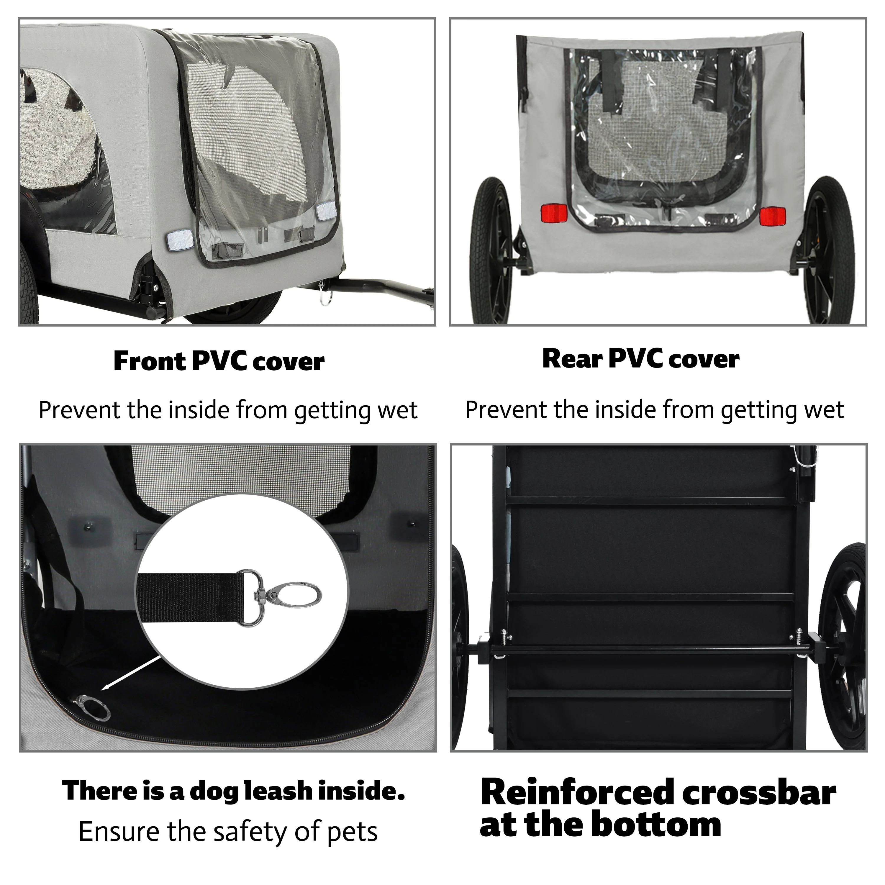 Outdoor Heavy Duty Collapsible Pet Bike Trailer with 16-Inch All-Terrain Wheels - Image 4