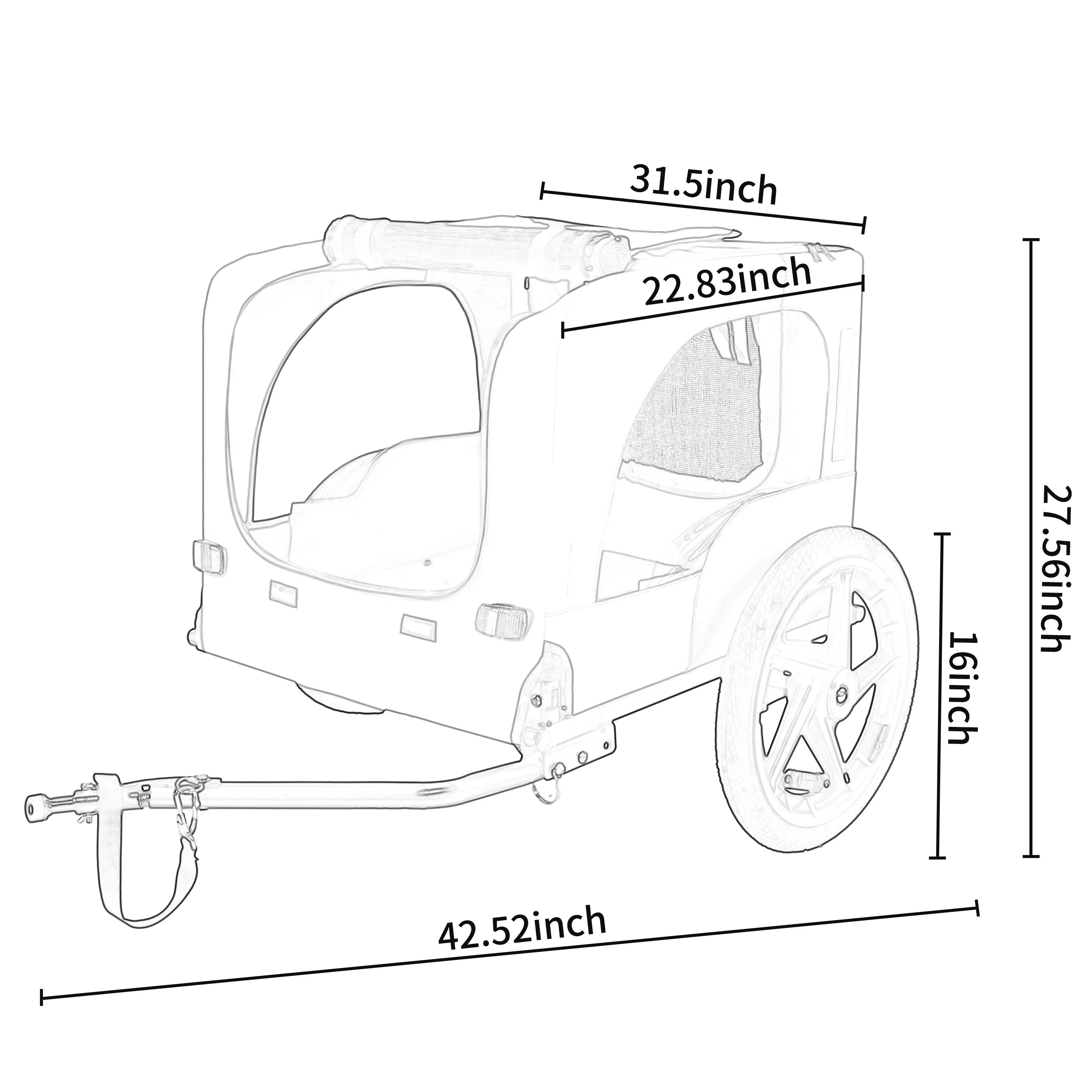 Outdoor Heavy Duty Collapsible Pet Bike Trailer with 16-Inch Wheels - Image 26