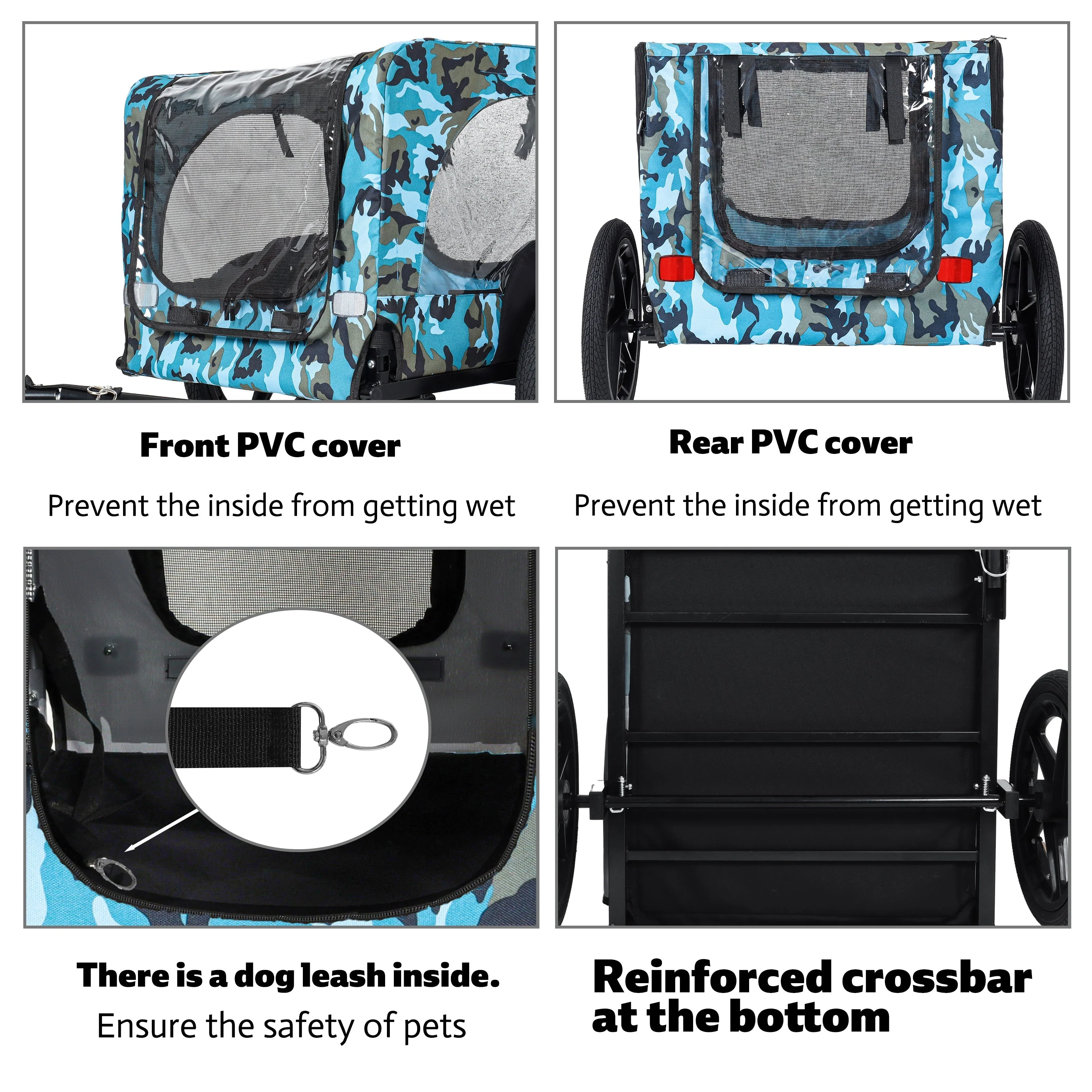 Outdoor Heavy Duty Collapsible Pet Bike Trailer with 16-Inch Wheels - Image 5