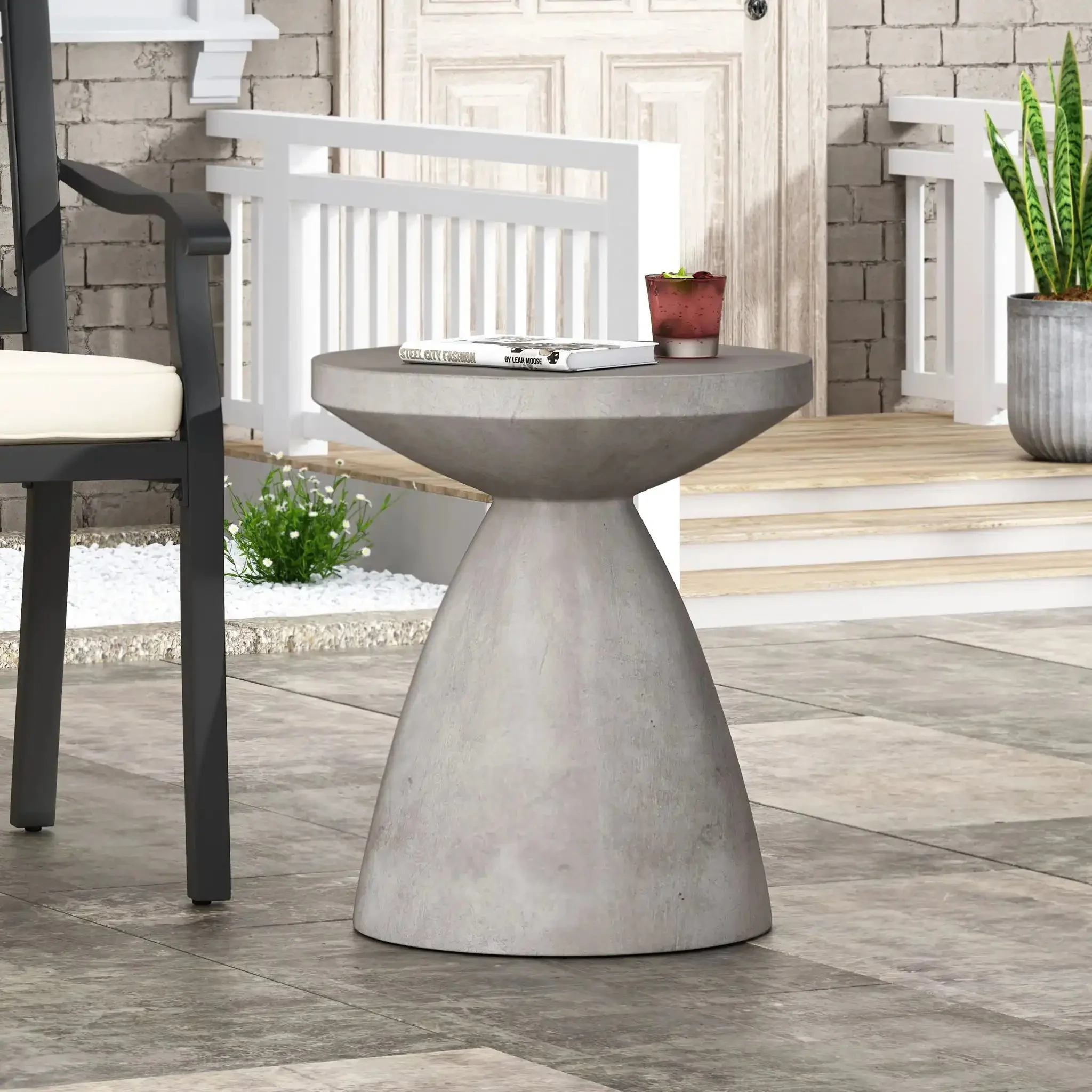 Outdoor / Indoor Lightweight Concrete Side Table - Image 4