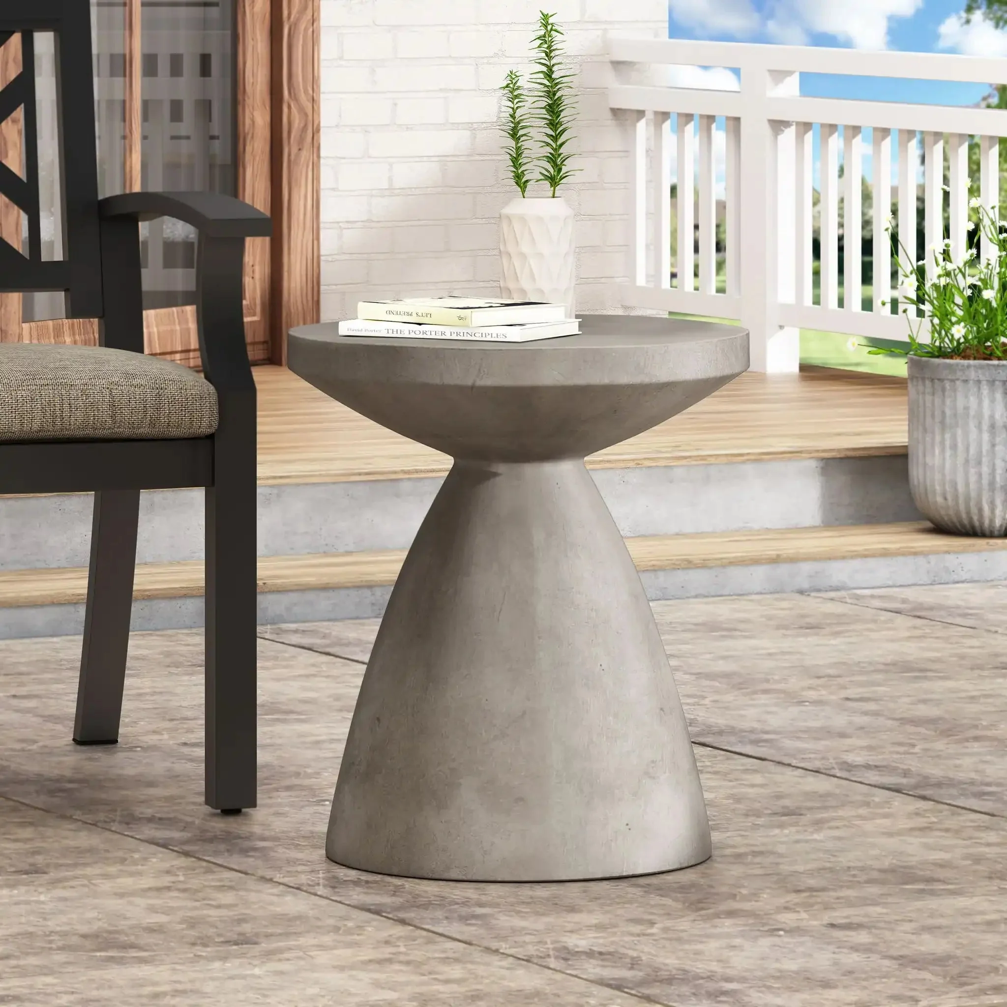 Outdoor / Indoor Lightweight Concrete Side Table - Image 5