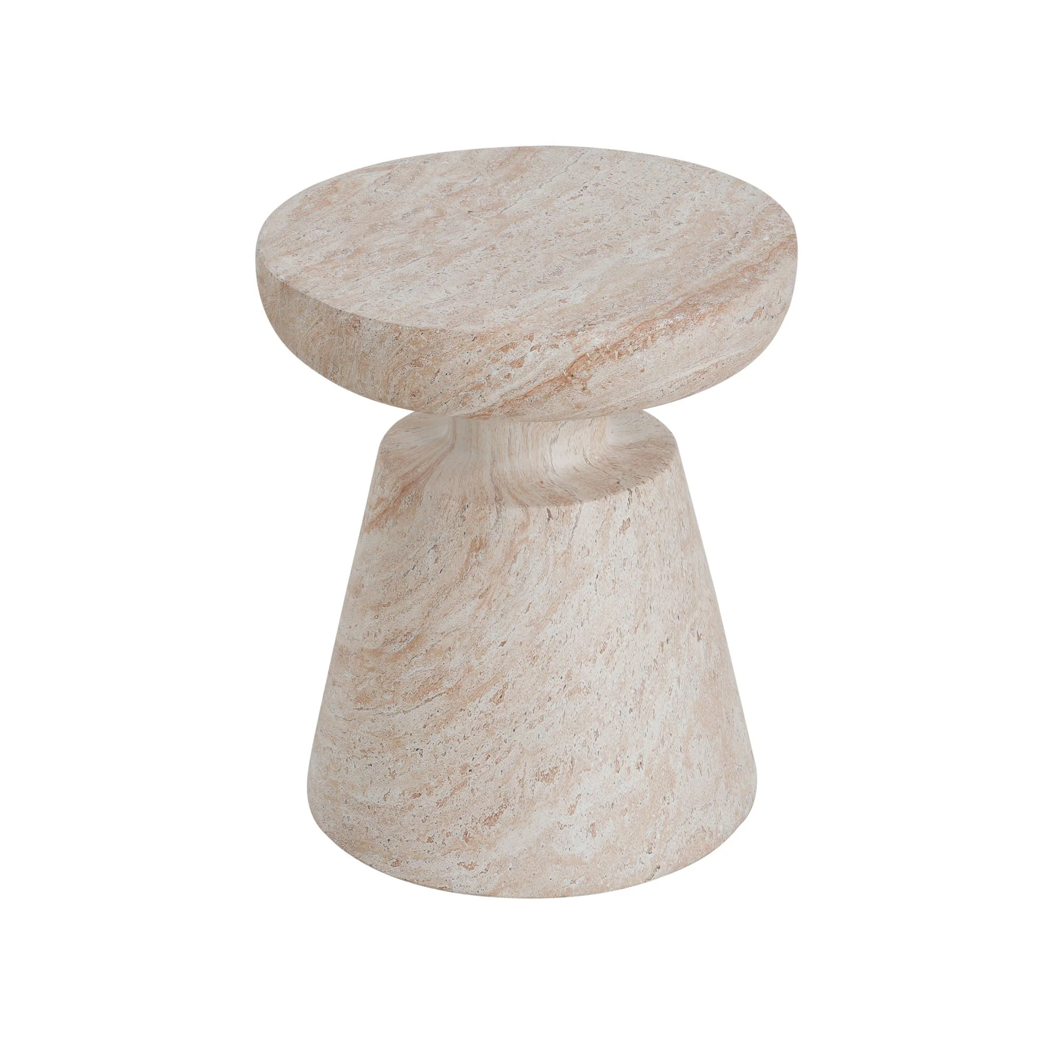 Outdoor / Indoor Lightweight Concrete Side Table, Travertine - Beige - Image 3