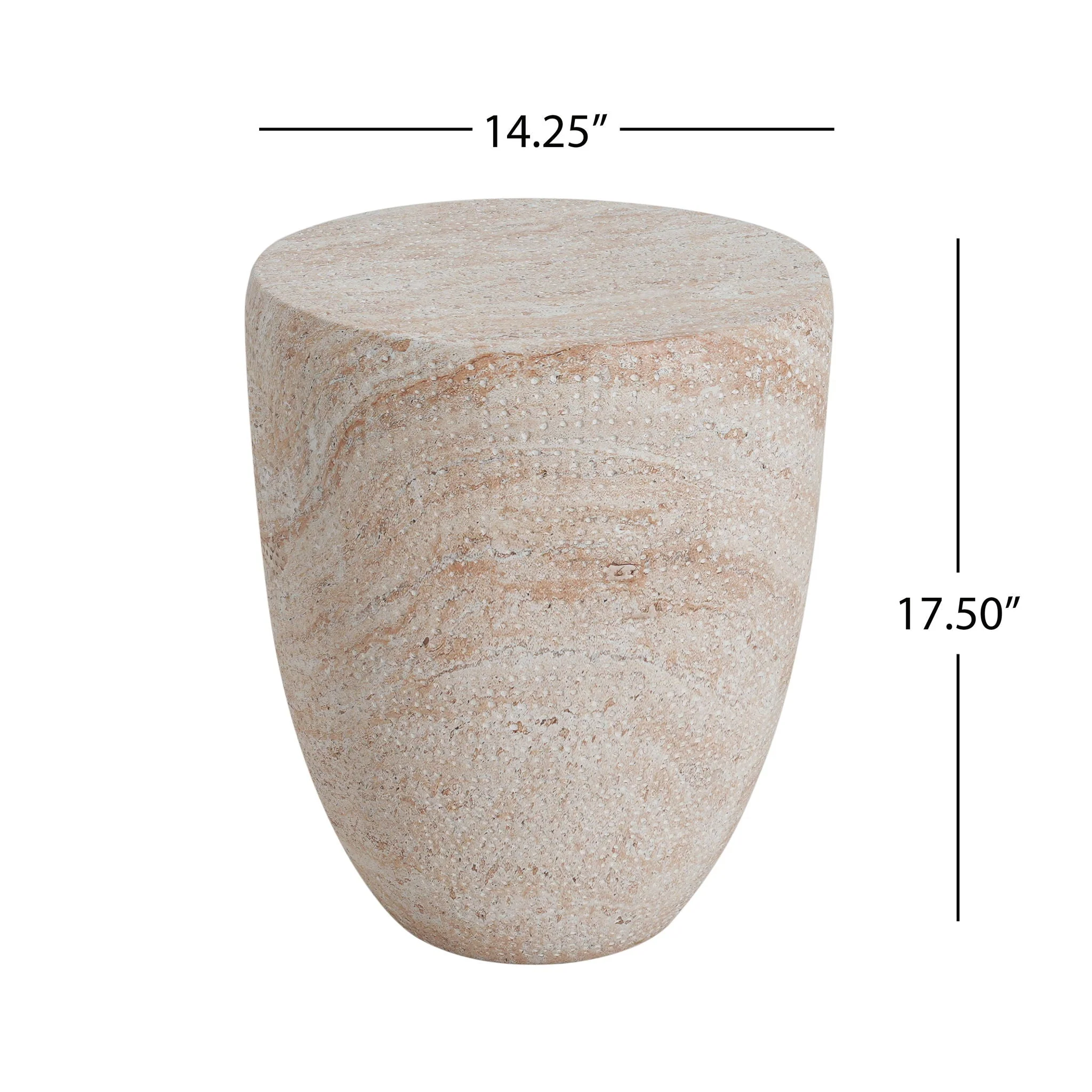 Outdoor / Indoor Lightweight, Concrete Side Table, Travertine - Beige - Image 2