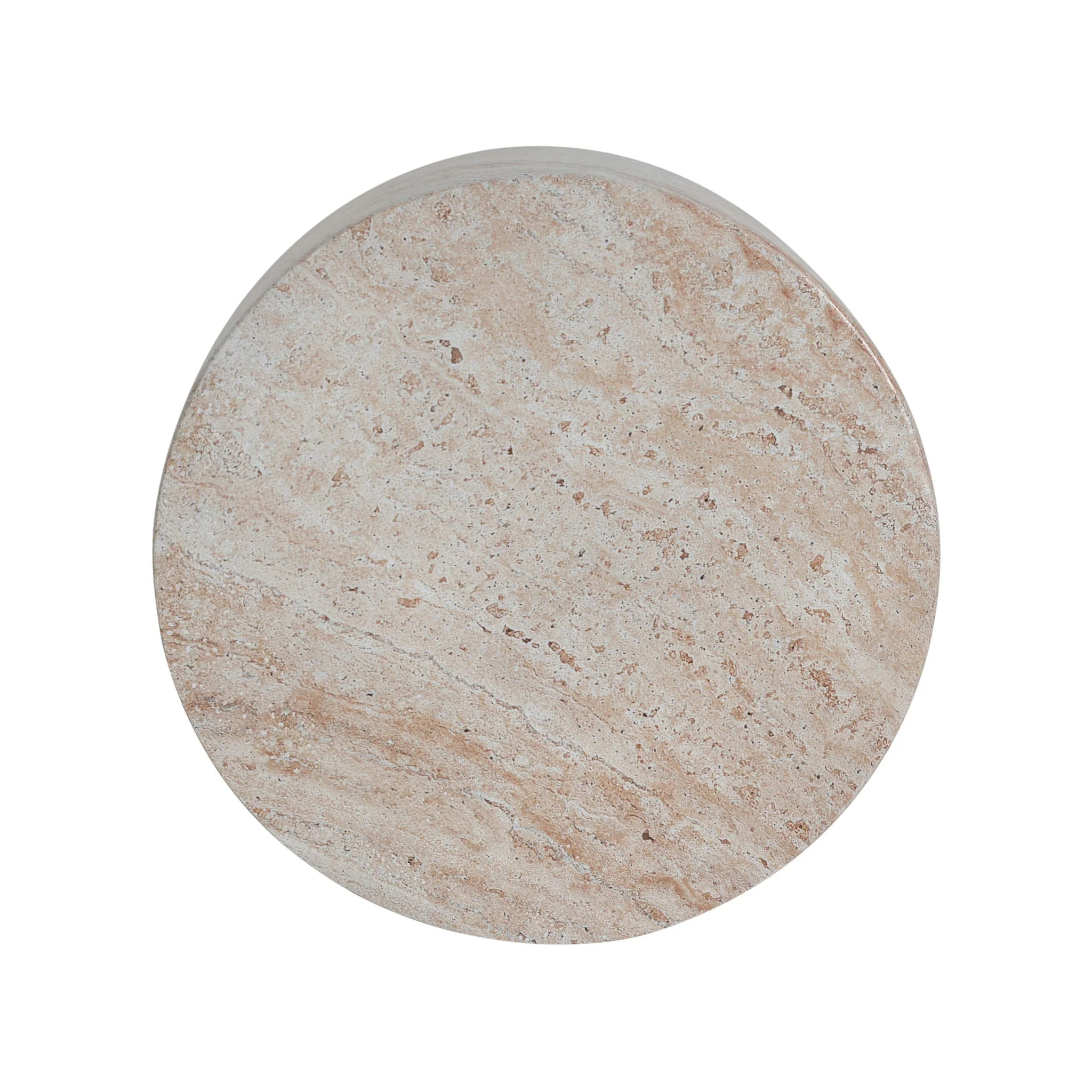 Outdoor / Indoor, Lightweight Concrete Side Table With Travertine - Beige - Image 4