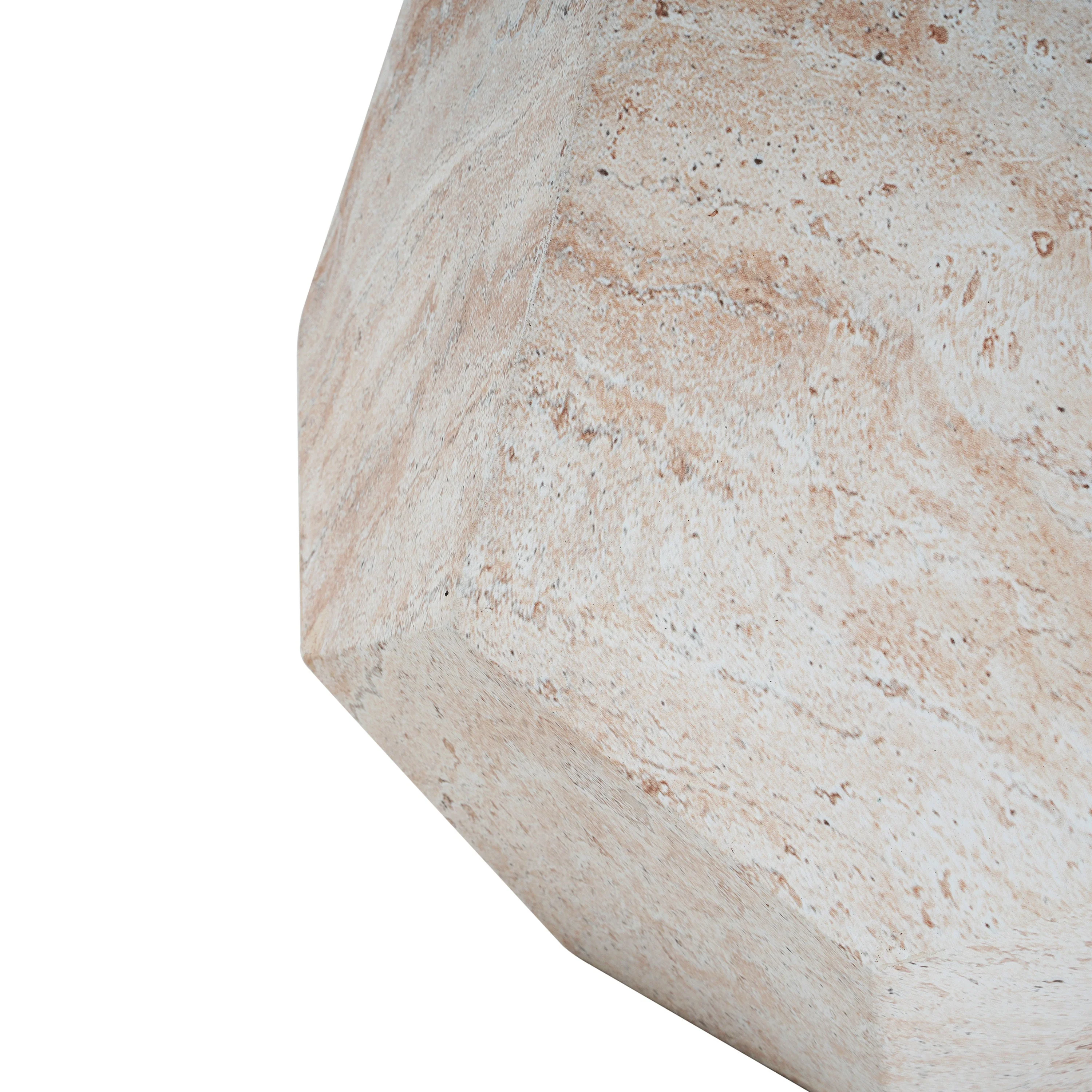Outdoor/Indoor Lightweight Concrete Side Table with Travertine Finish in Beige - Image 7