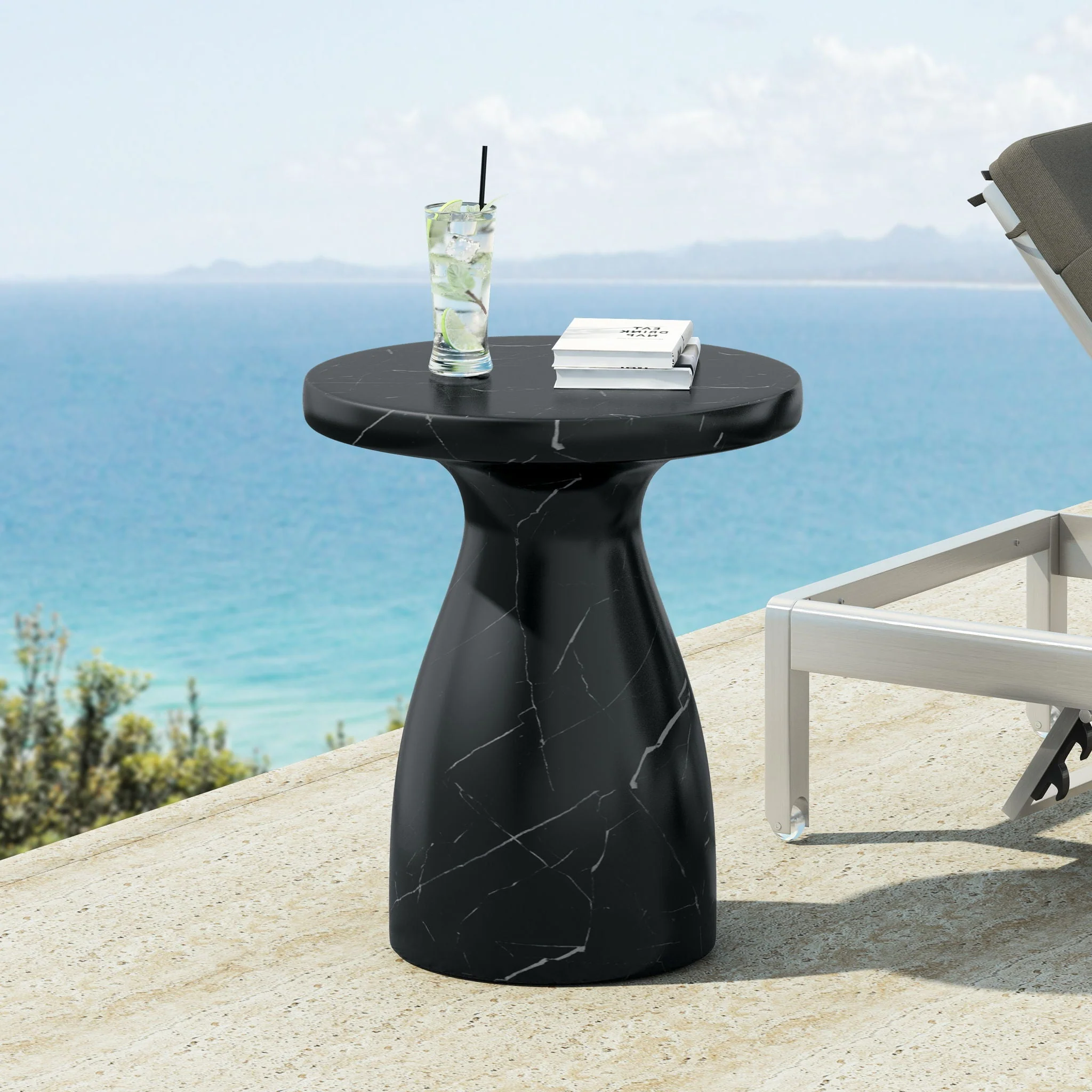 Outdoor / Indoor Travertine Side Table Lightweight - Image 8