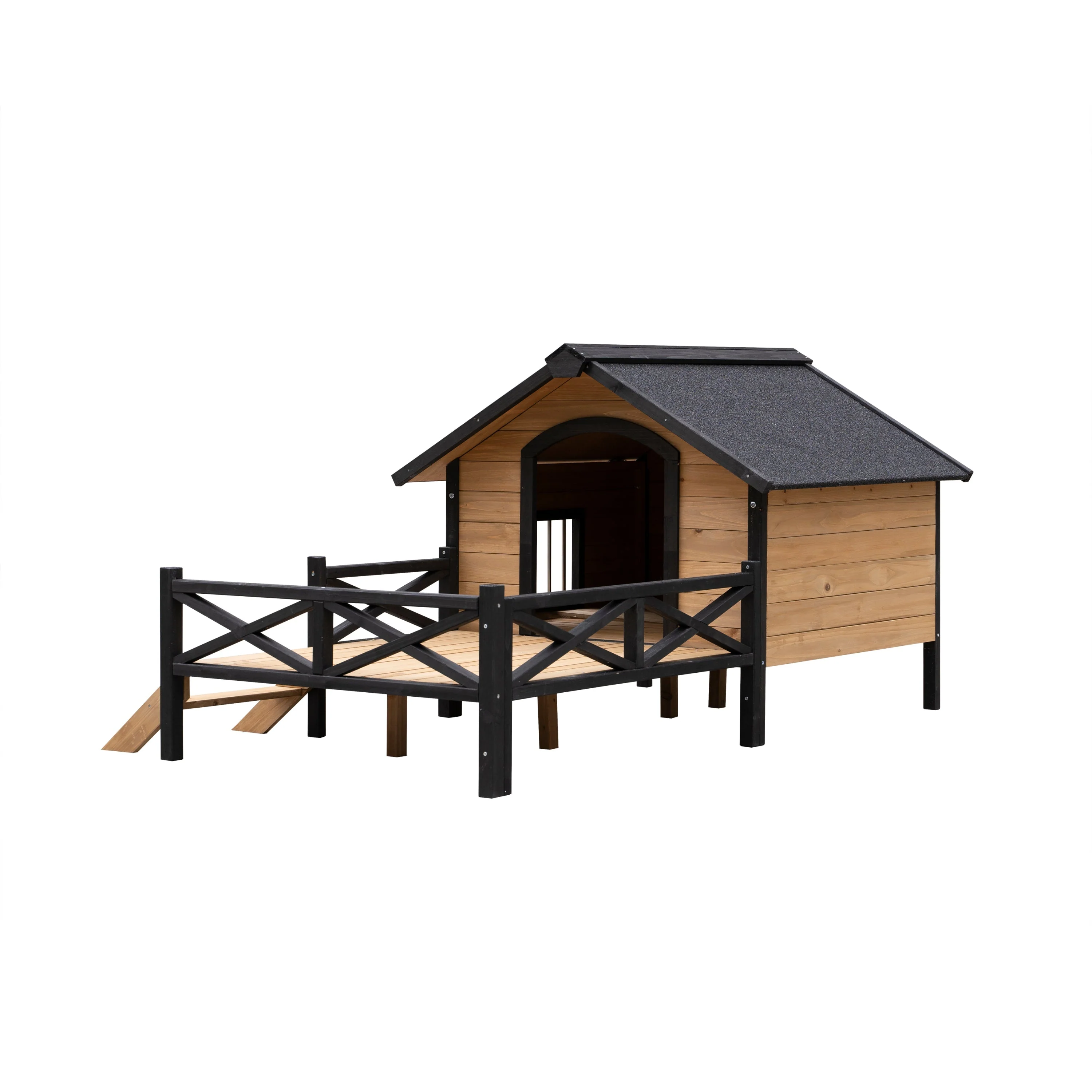 Outdoor Large Wooden Cabin House Style Dog Kennel with Porch - Image 5
