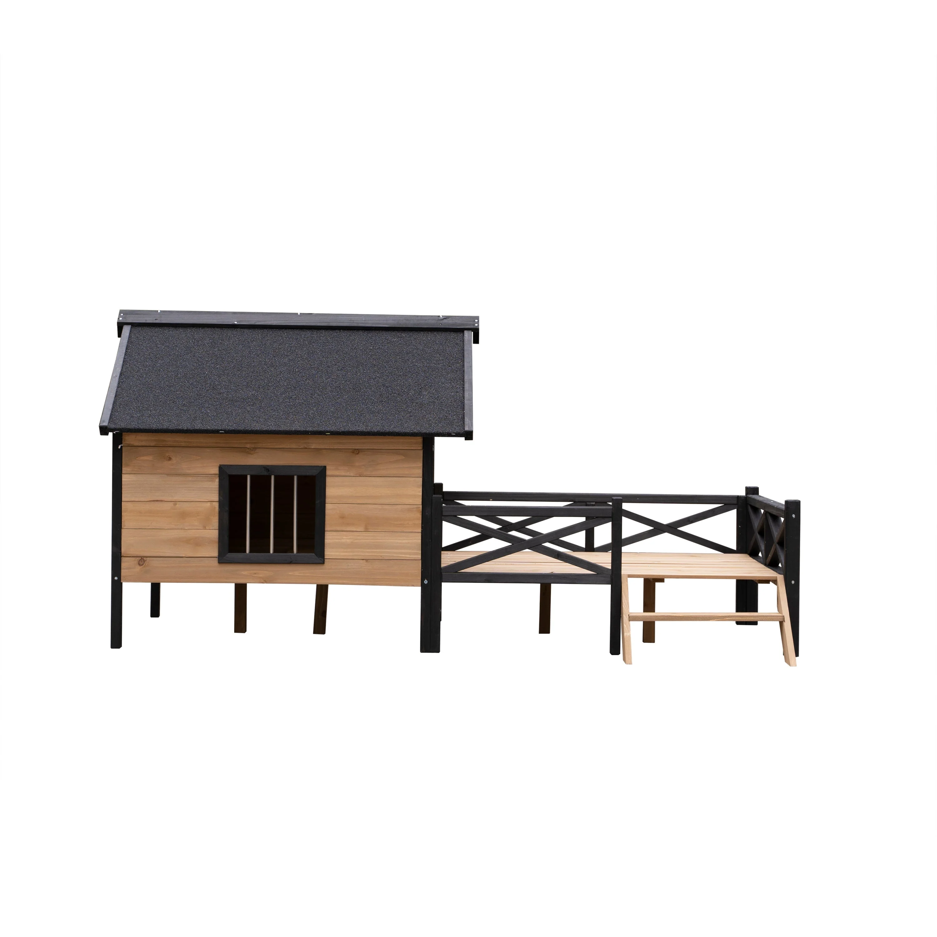 Outdoor Large Wooden Cabin House Style Dog Kennel with Porch - Image 9