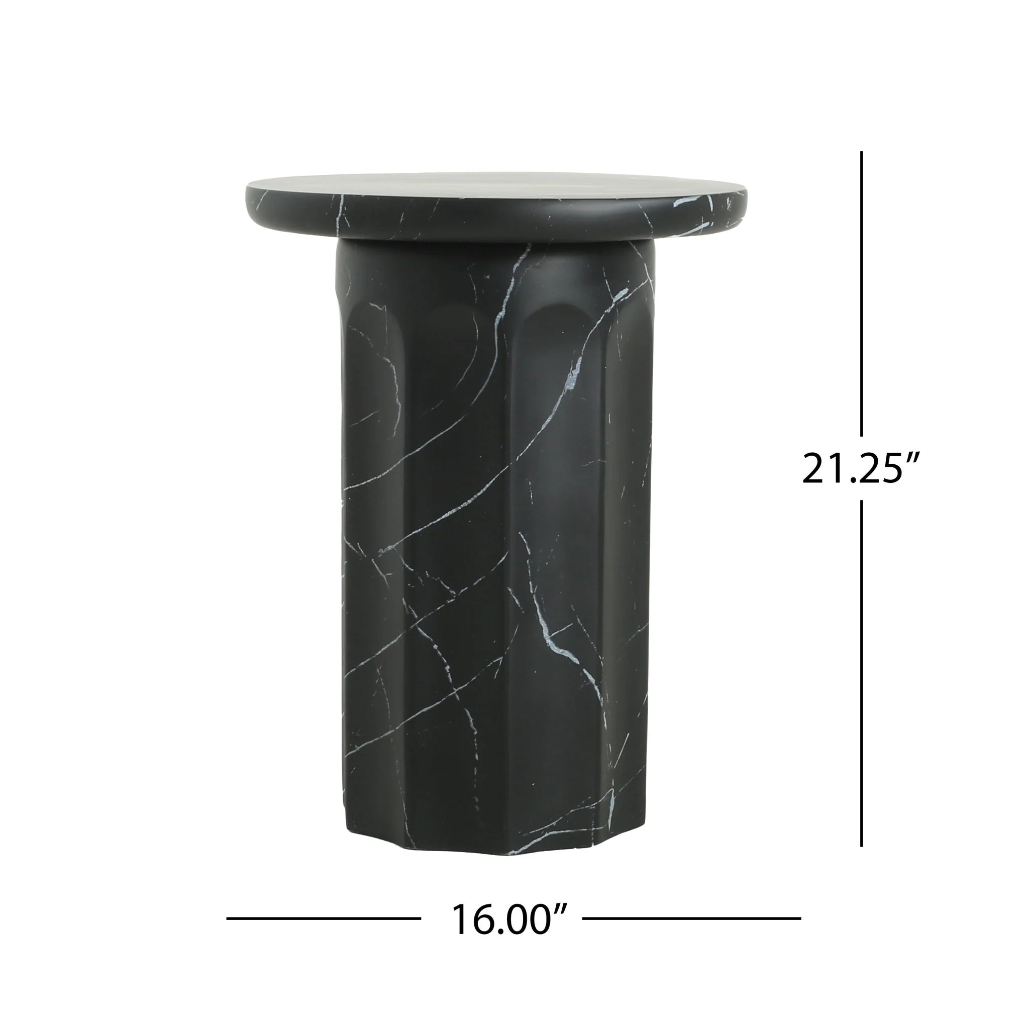 Outdoor Lightweight Concrete BMarble Effect Side Table - Image 2