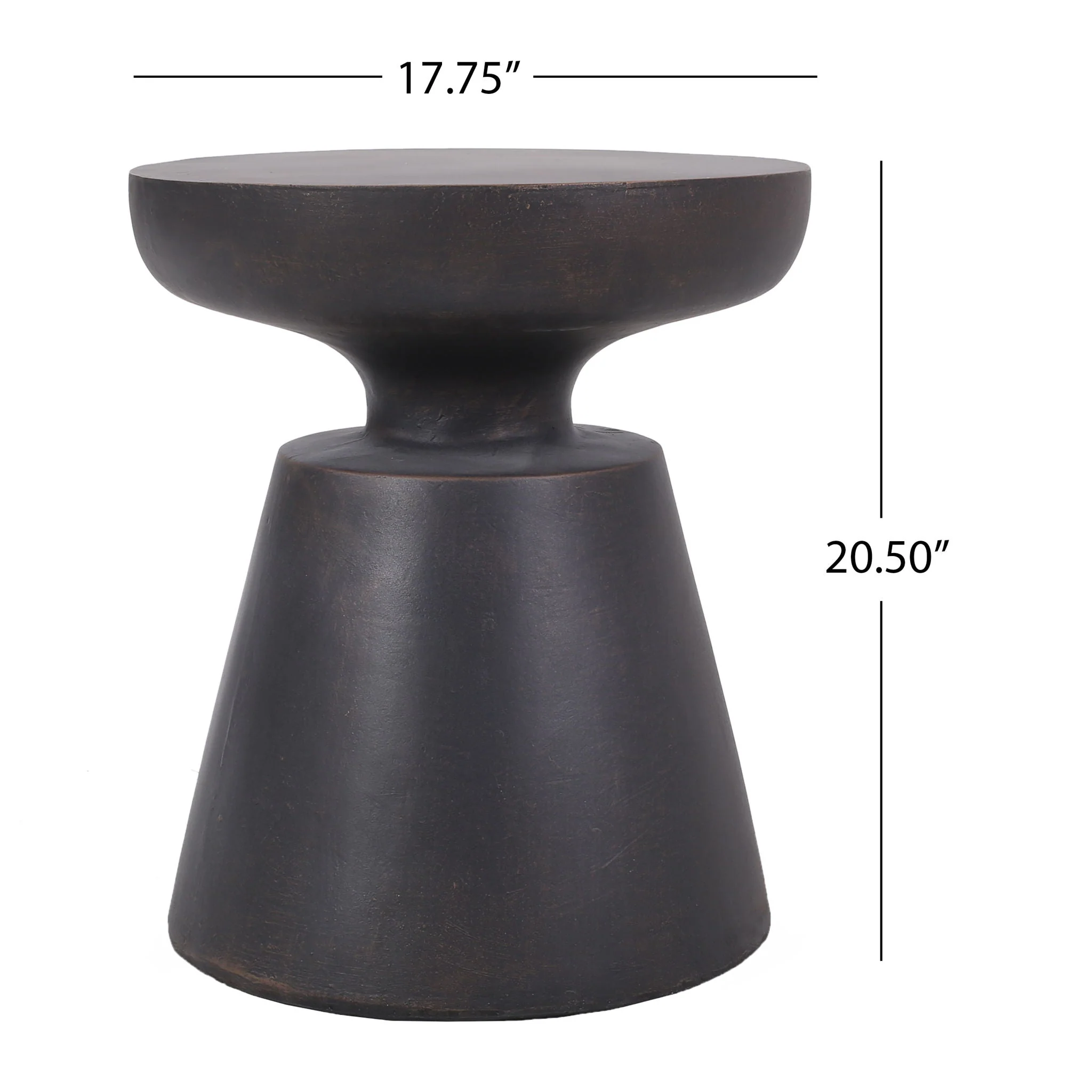 Outdoor Lightweight Concrete End Table with Half Sphere Top - Copper - Image 2