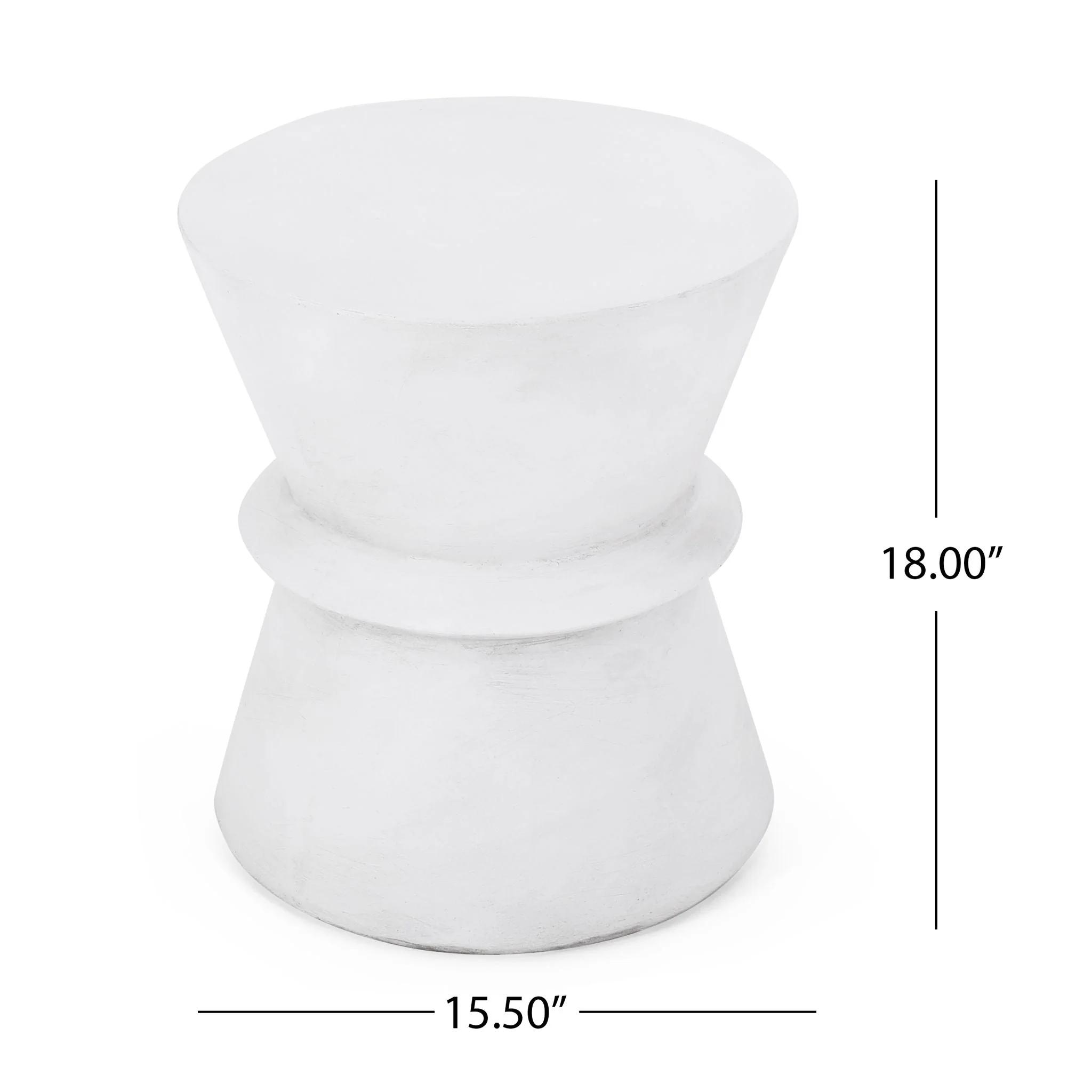 Outdoor Lightweight Concrete End Table with Hourglass Structure - Antique White - Image 3